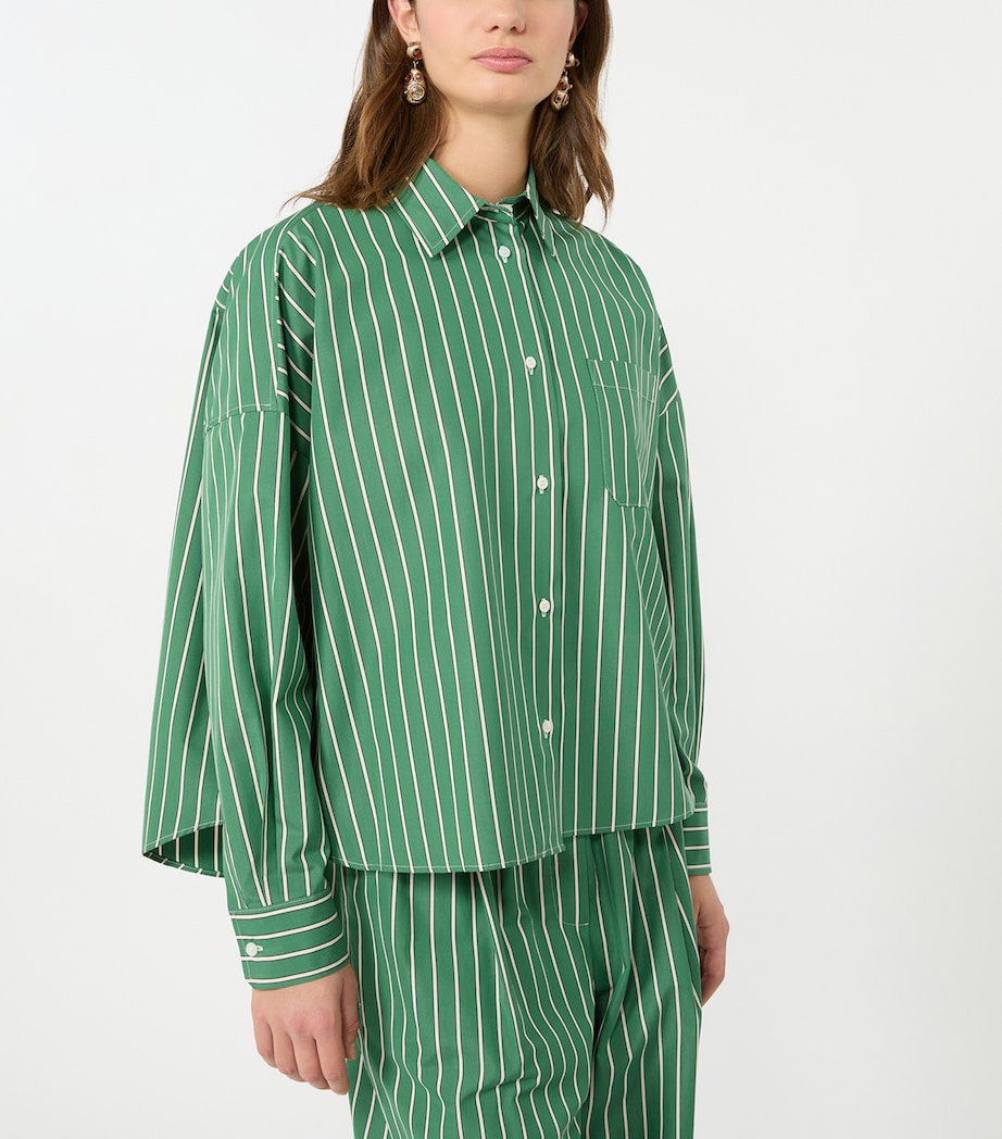 Weekend Max Mara Womens Cotton Stripe Shirt Green Image 5
