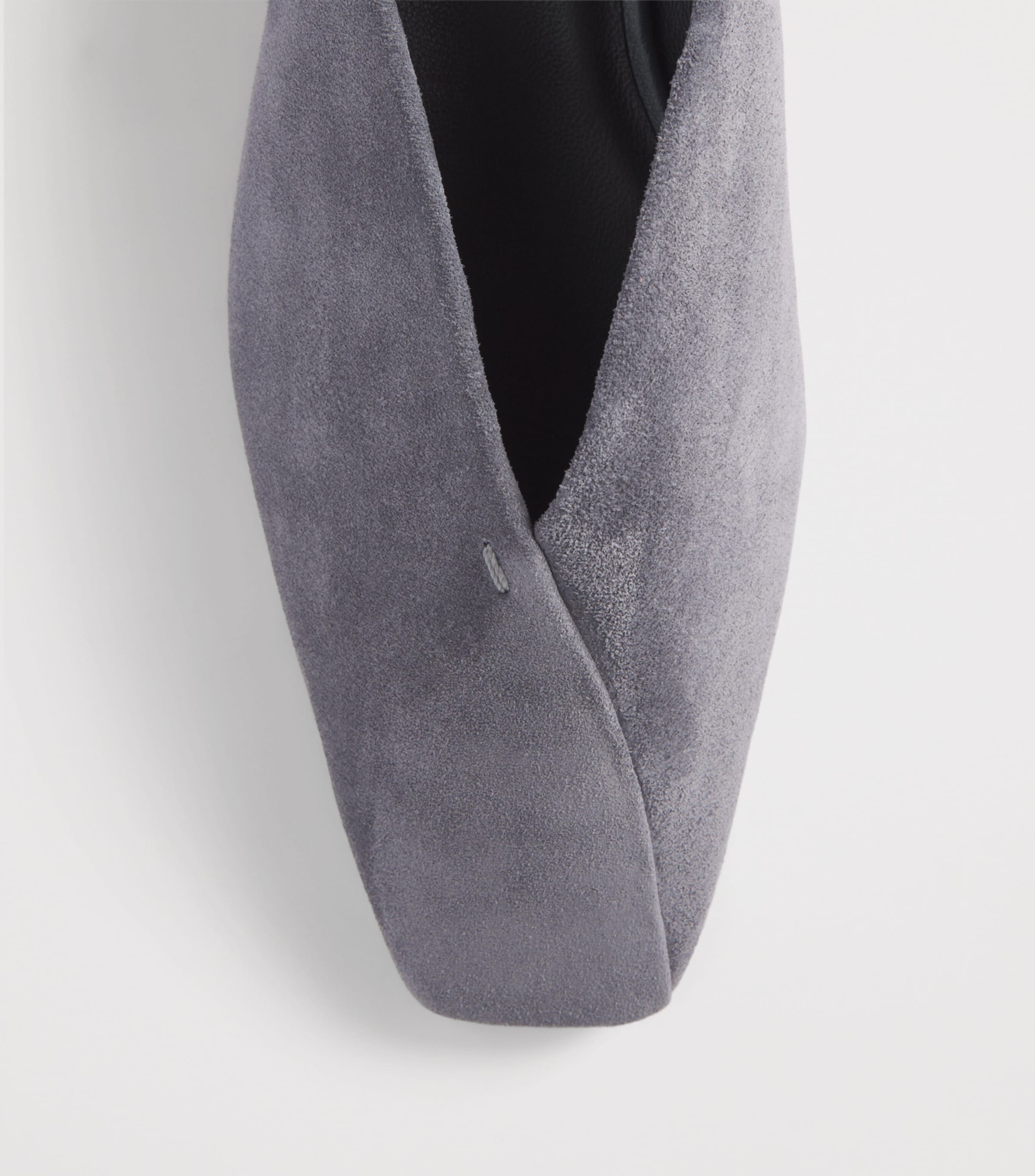 Max Mara Suede Leather-Trim Ballet Flats Medium Grey Image 6