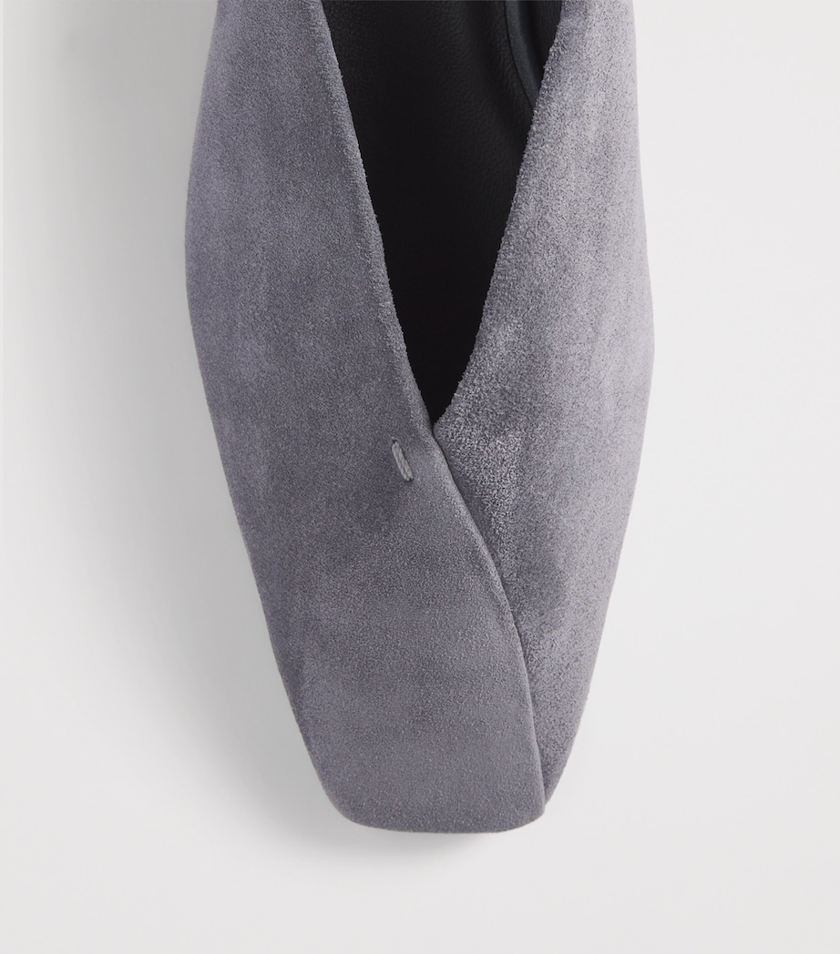 Max Mara Suede Leather-Trim Ballet Flats Medium Grey Image 6