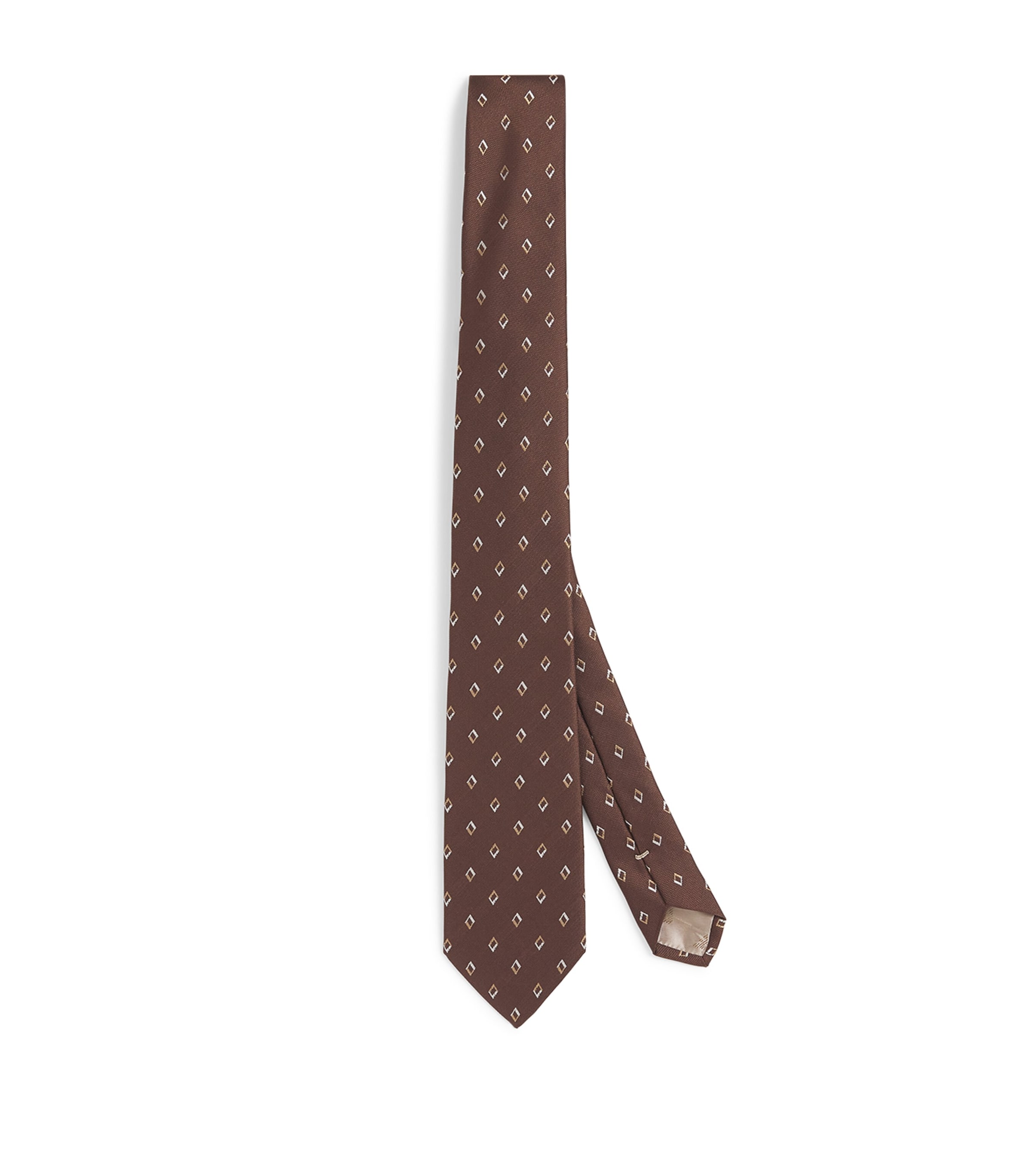 Emporio Armani Silk Jacquard Diamond Tie In Brown