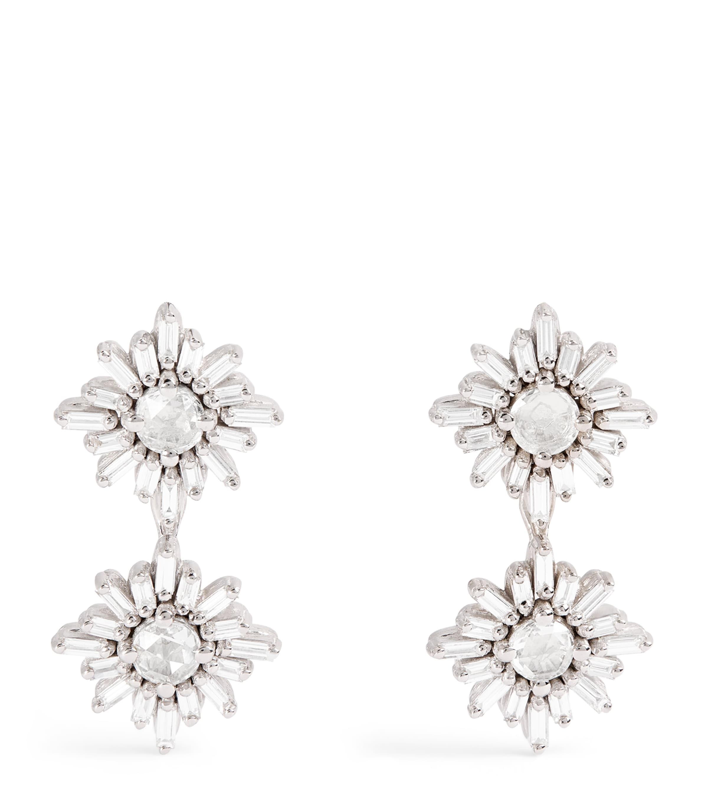 Suzanne Kalan White Gold and Diamond Doublet Earrings Wg/wd