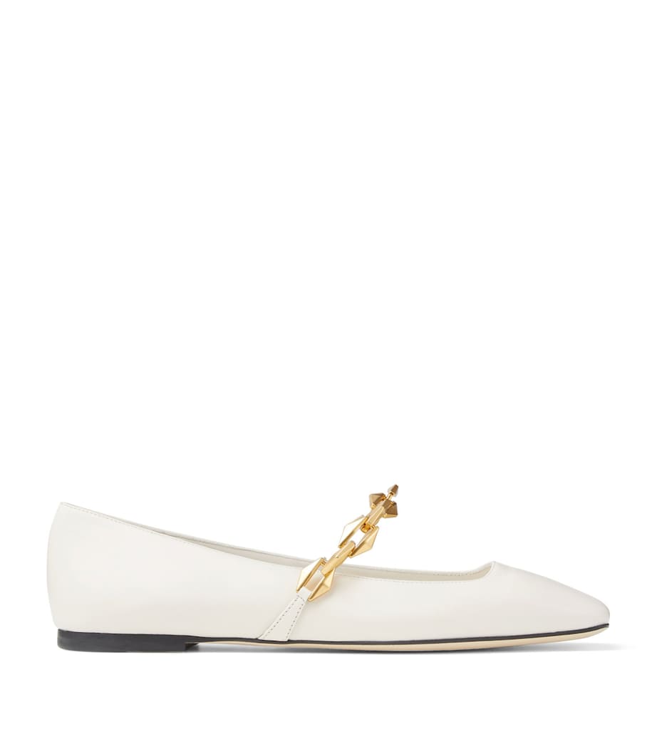 Diamond Tilda Leather Flats LATTE Image 1
