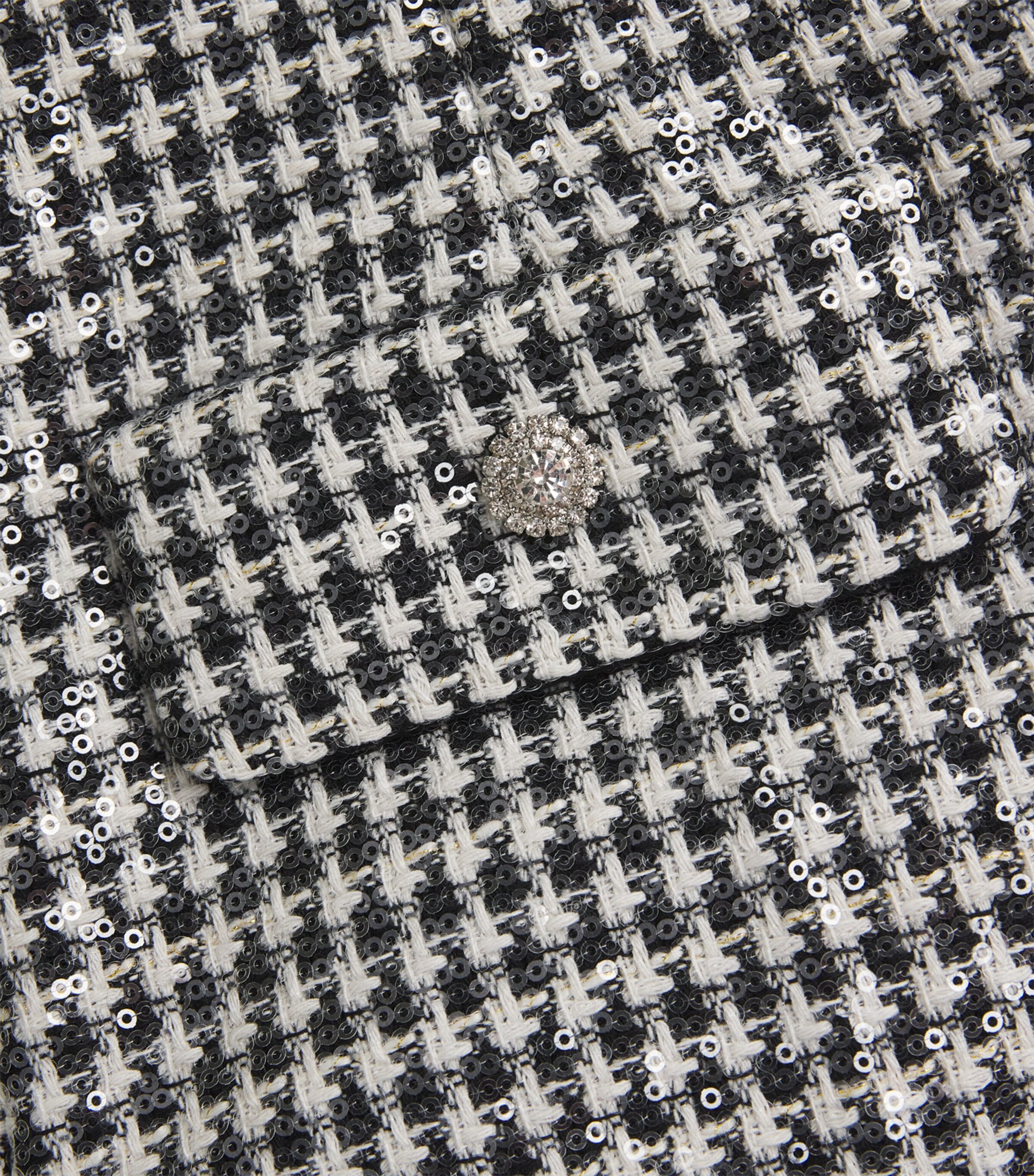 Sandro Paris Womens Tweed Sequinned Houndstooth Shorts Black / White Image 5