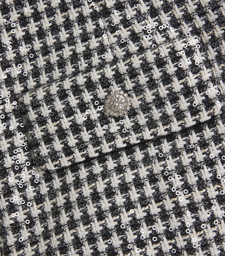 Sandro Paris Womens Tweed Sequinned Houndstooth Shorts Black / White Image 5