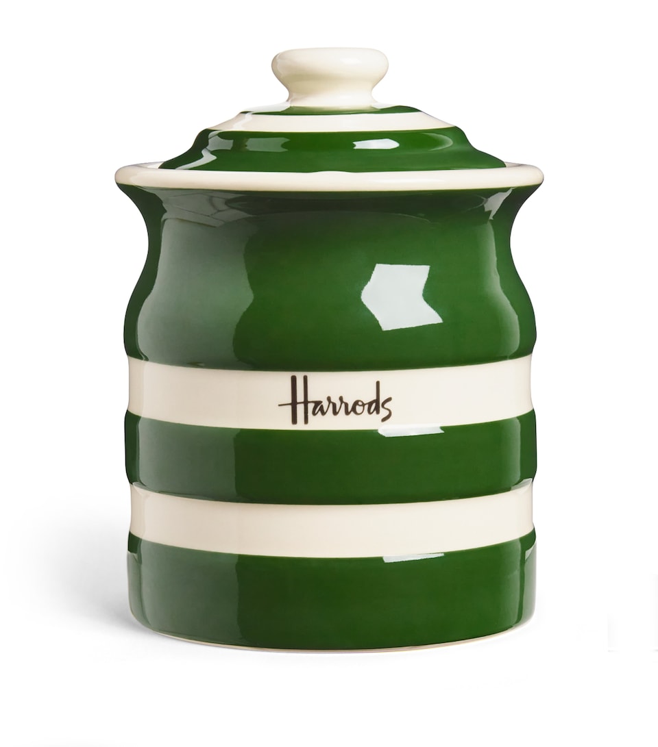 Harrods Cornish Stripe Storage Jar Green