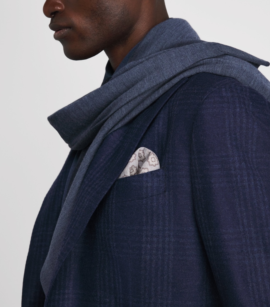 Eleventy Cotton-Wool Geometric Pocket Square Grigio Ch, Moro E Sa Image 2
