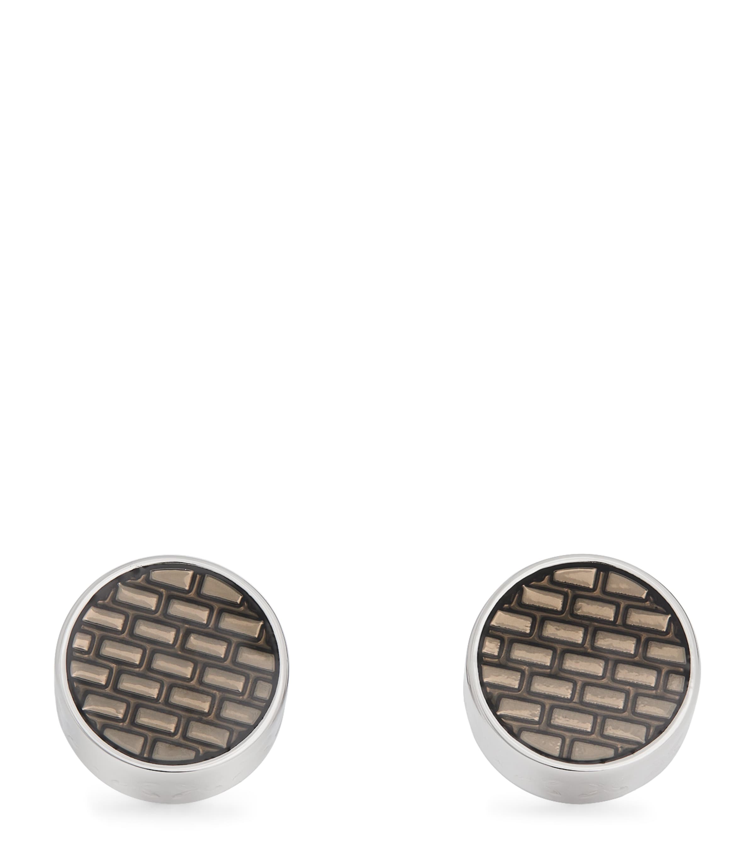 Tateossian Rhodium-plated Brick Cufflinks In Brown