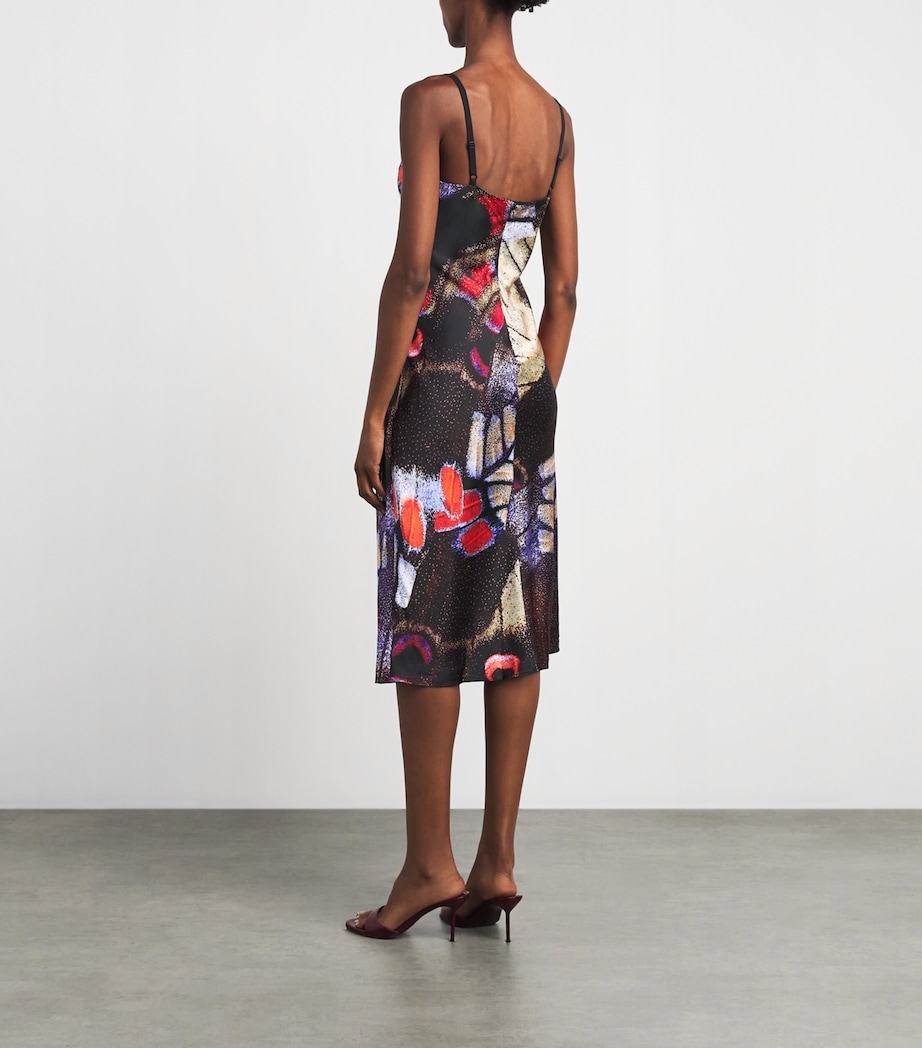 STAUD Womens Silk-Blend Butterfly Evangeline Midi Dress Bffu Bttrfly Fuchsia Image 4