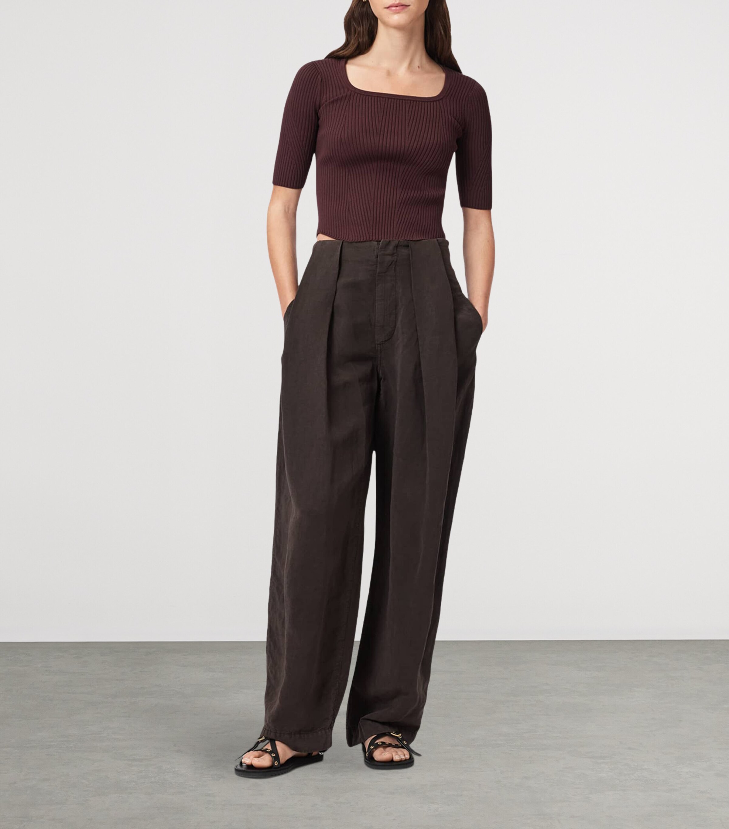 AllSaints Womens Cruz Hally Top Burnt Brown Image 2