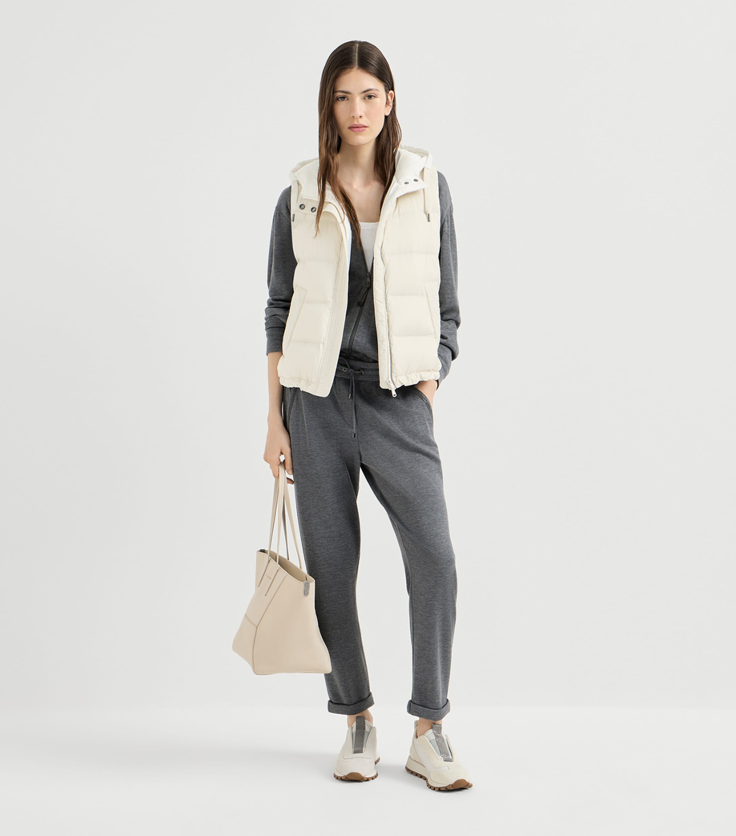 Brunello Cucinelli Womens Stretch-Cotton Ribbed Tank Top Image 3