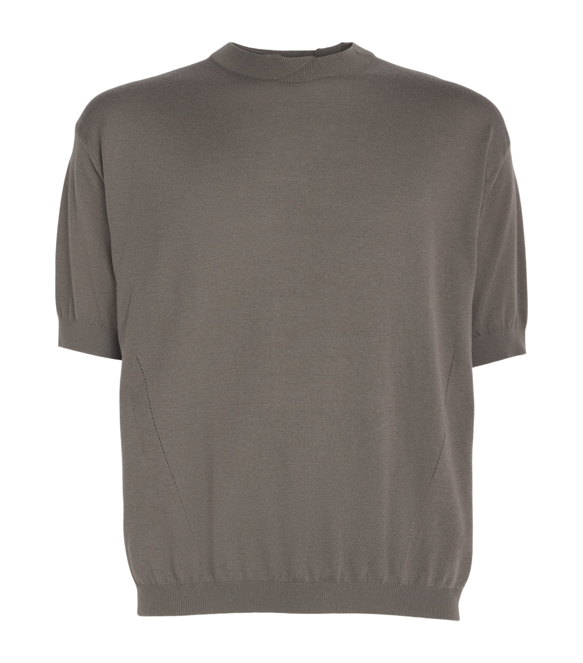 System Mens Knitted T-Shirt Taupe Grey Image 1
