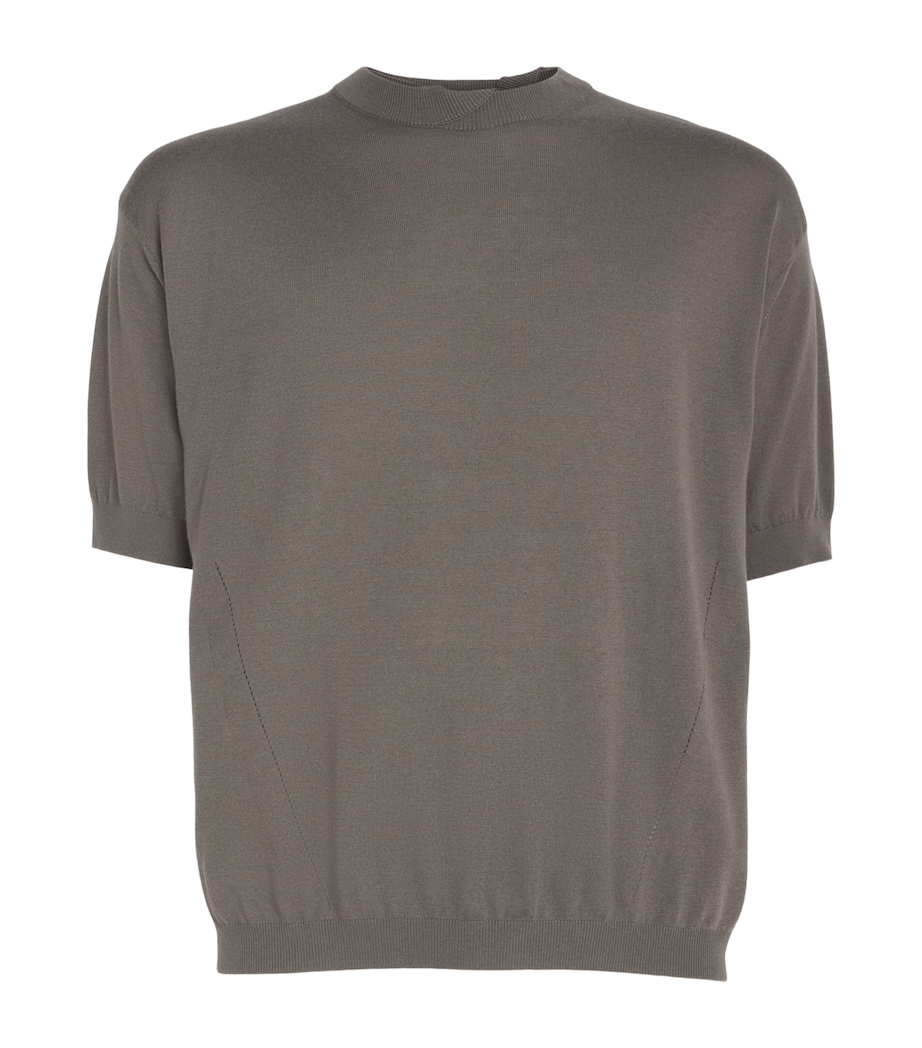 System Mens Knitted T-Shirt Taupe Grey Image 1