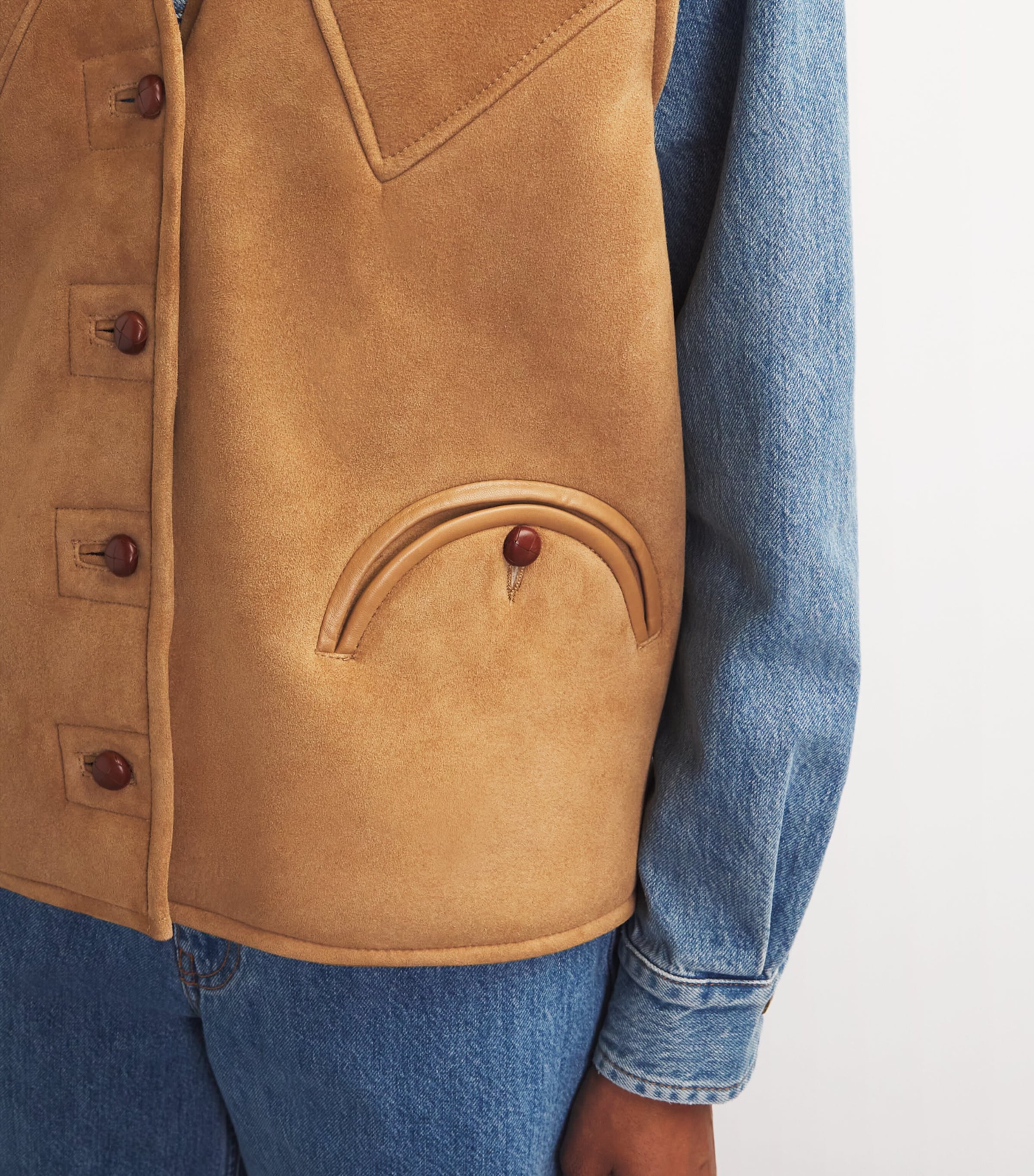 Shearling Tatoosh Gilet 0001 CAMEL Image 6