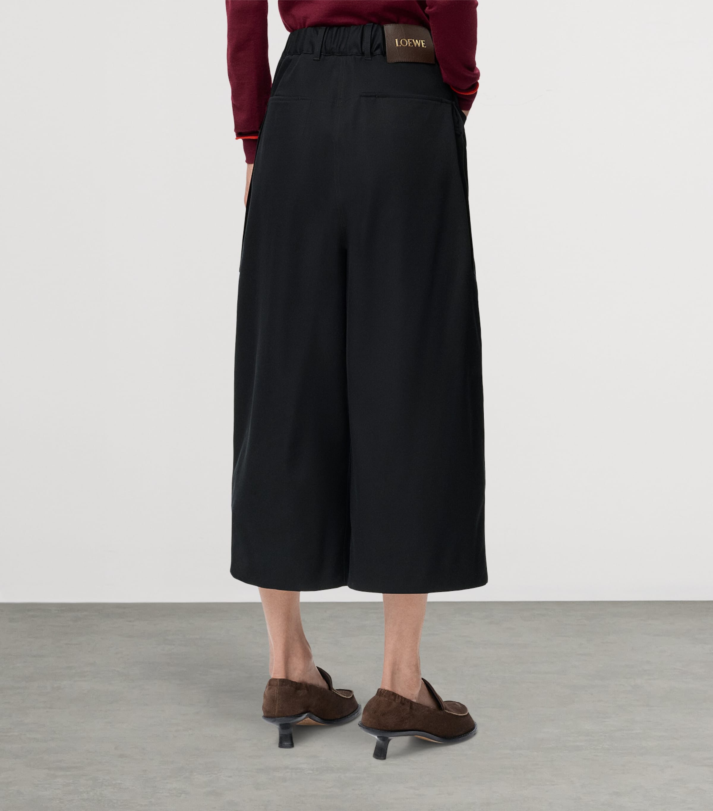 LOEWE Womens Cotton-Silk Cropped Trousers Black Image 4