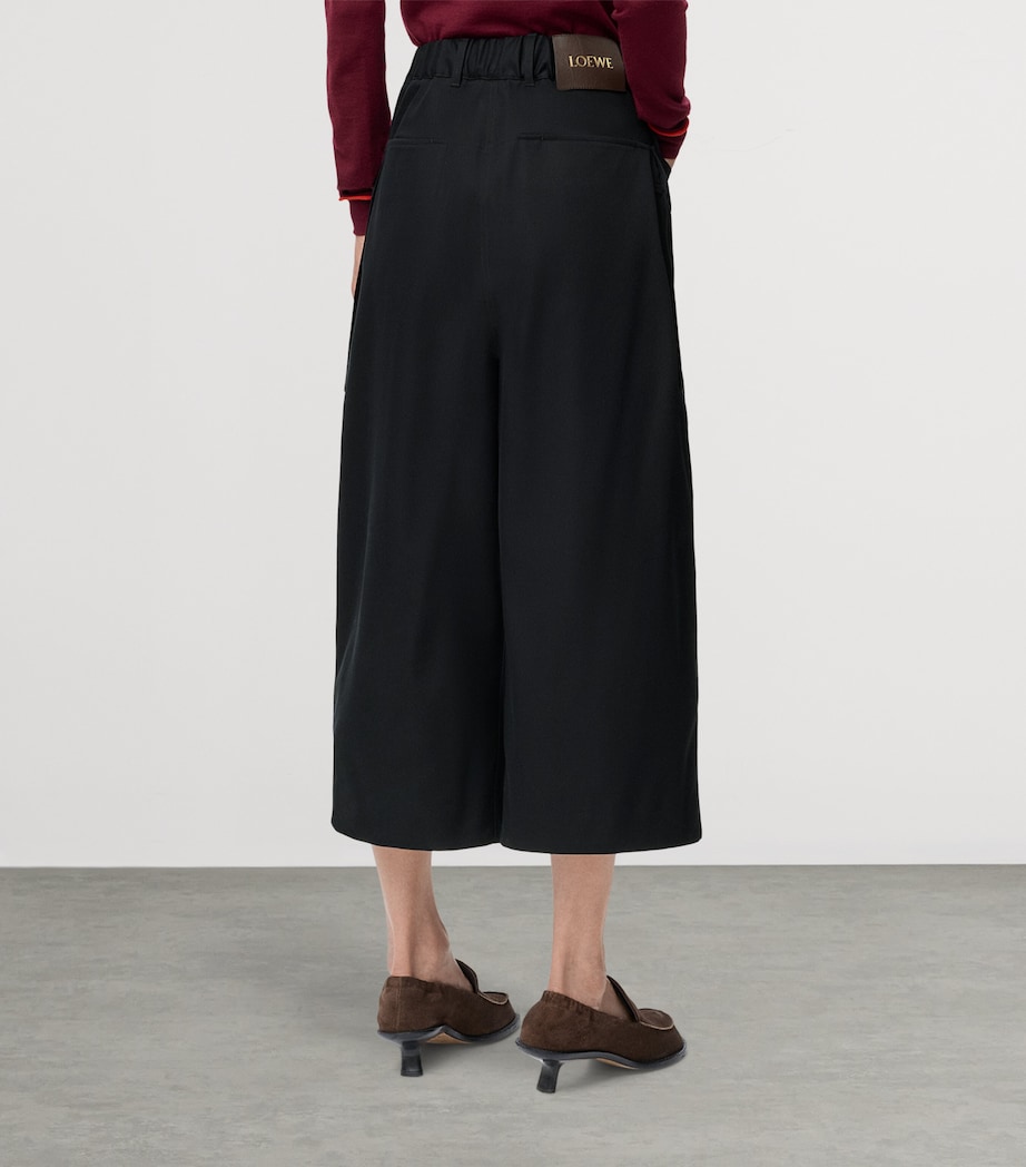 LOEWE Womens Cotton-Silk Cropped Trousers Black Image 4