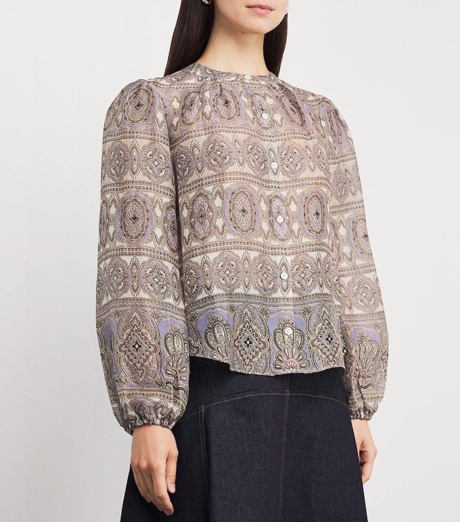 Linen-Silk Ashlynn Blouse N0684 STN KHK MLT Image 3