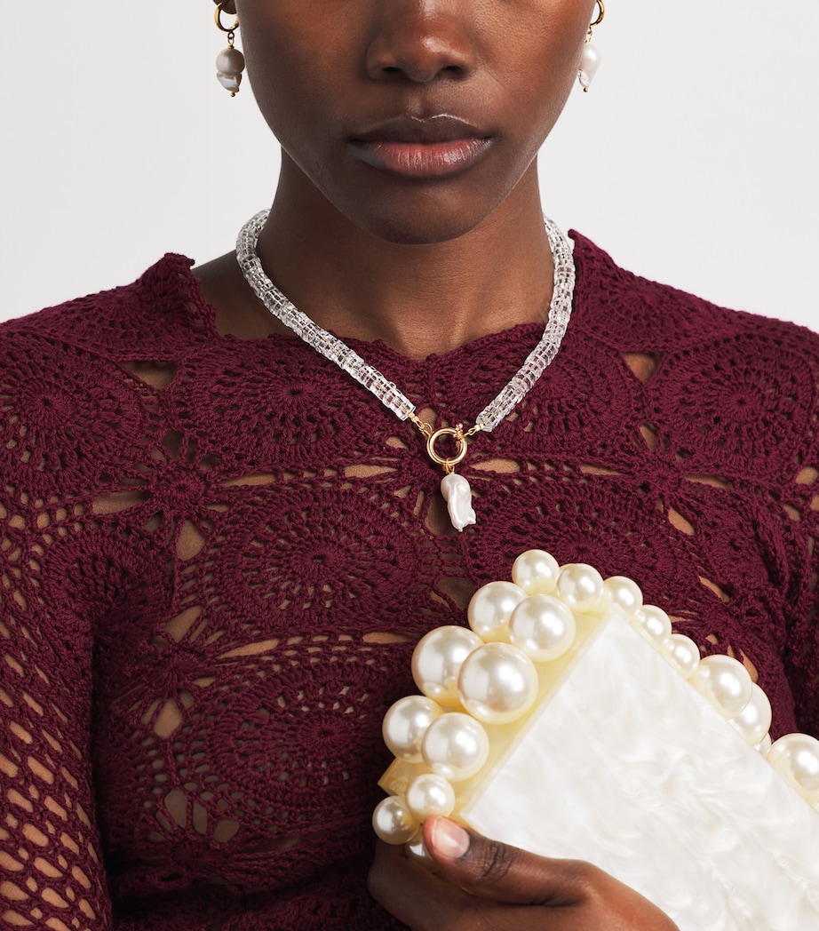 Hermina Athens Beaded Freshwater Pearl Necklace Gold Image 2