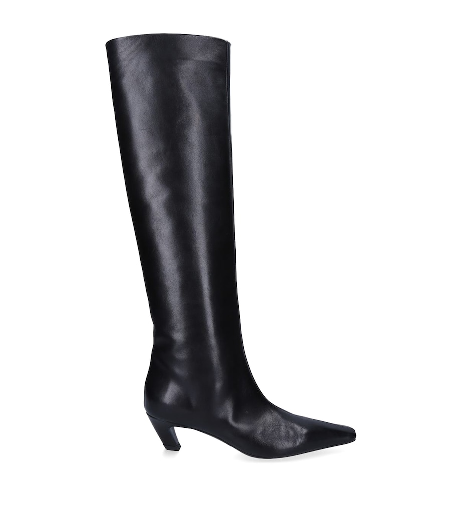 Leather Davis Knee-High Boots 40 BLACK Image 1