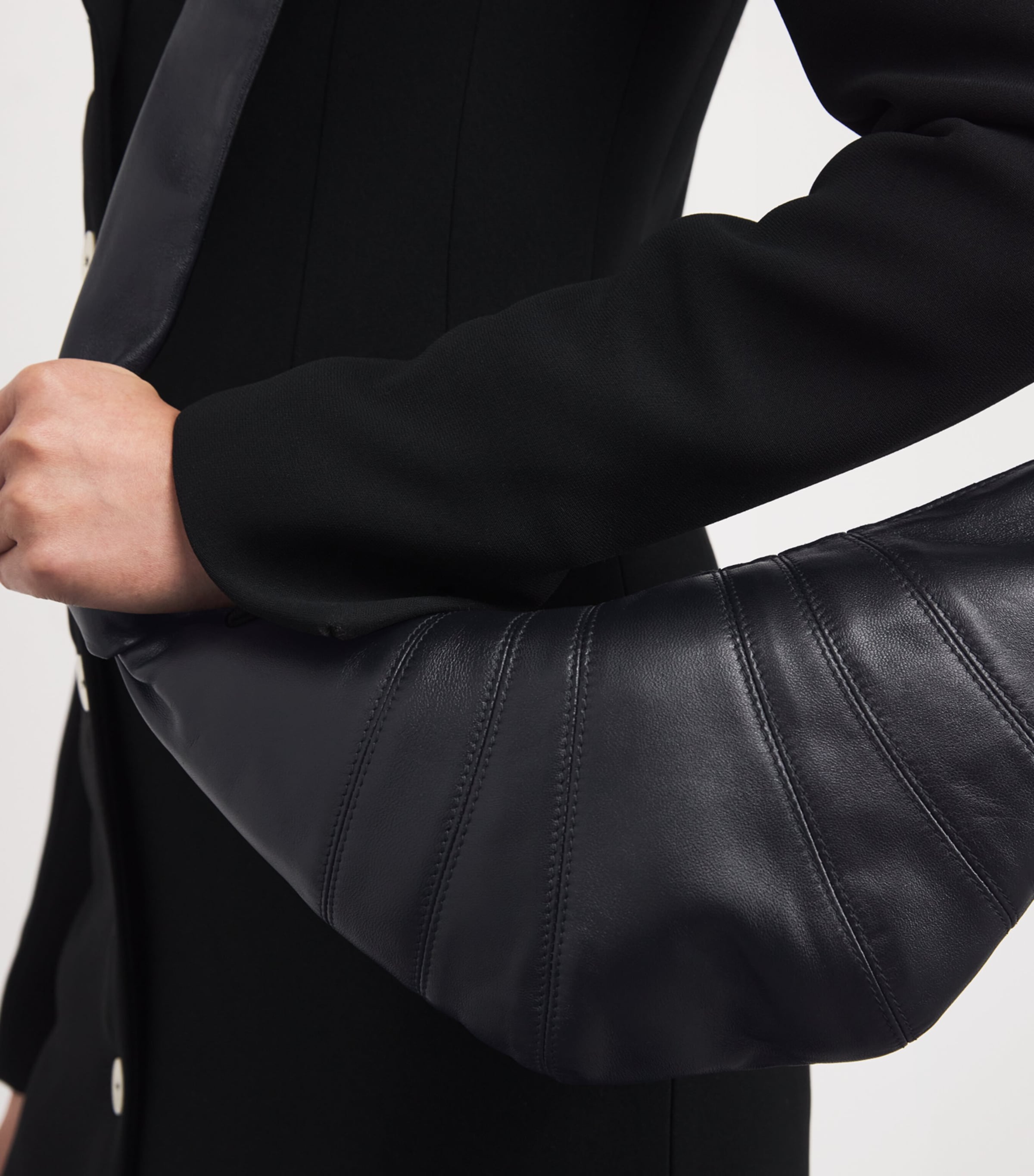 Small Nappa Leather Croissant Cross-Body Bag BK999 BLACK Image 5