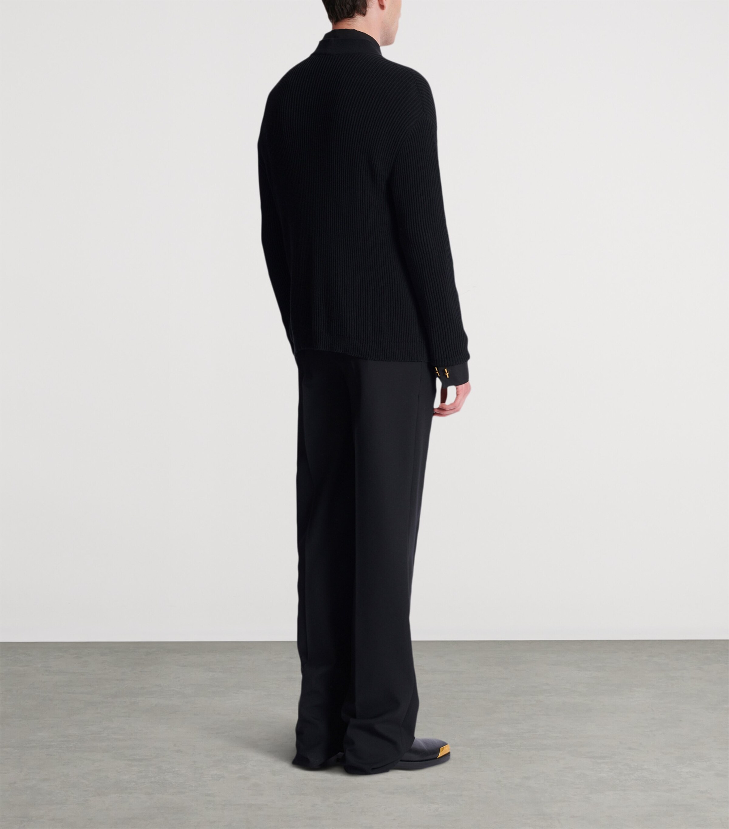 Cotton-Blend Crest Cardigan 0PA NOIR Image 7