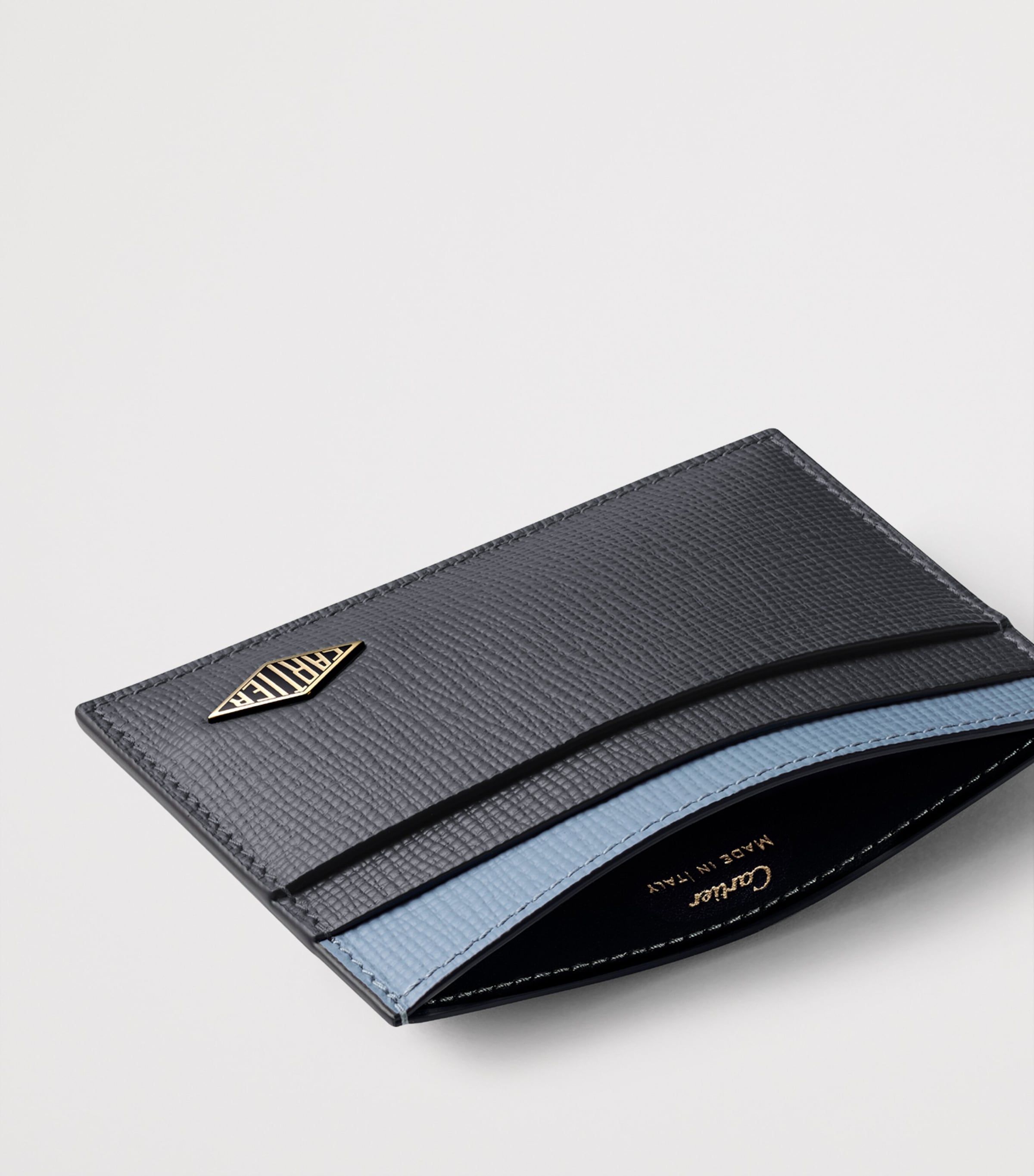 Cartier Leather Losange Two-Tone Bifold Card Holder Grey & Blue Image 3