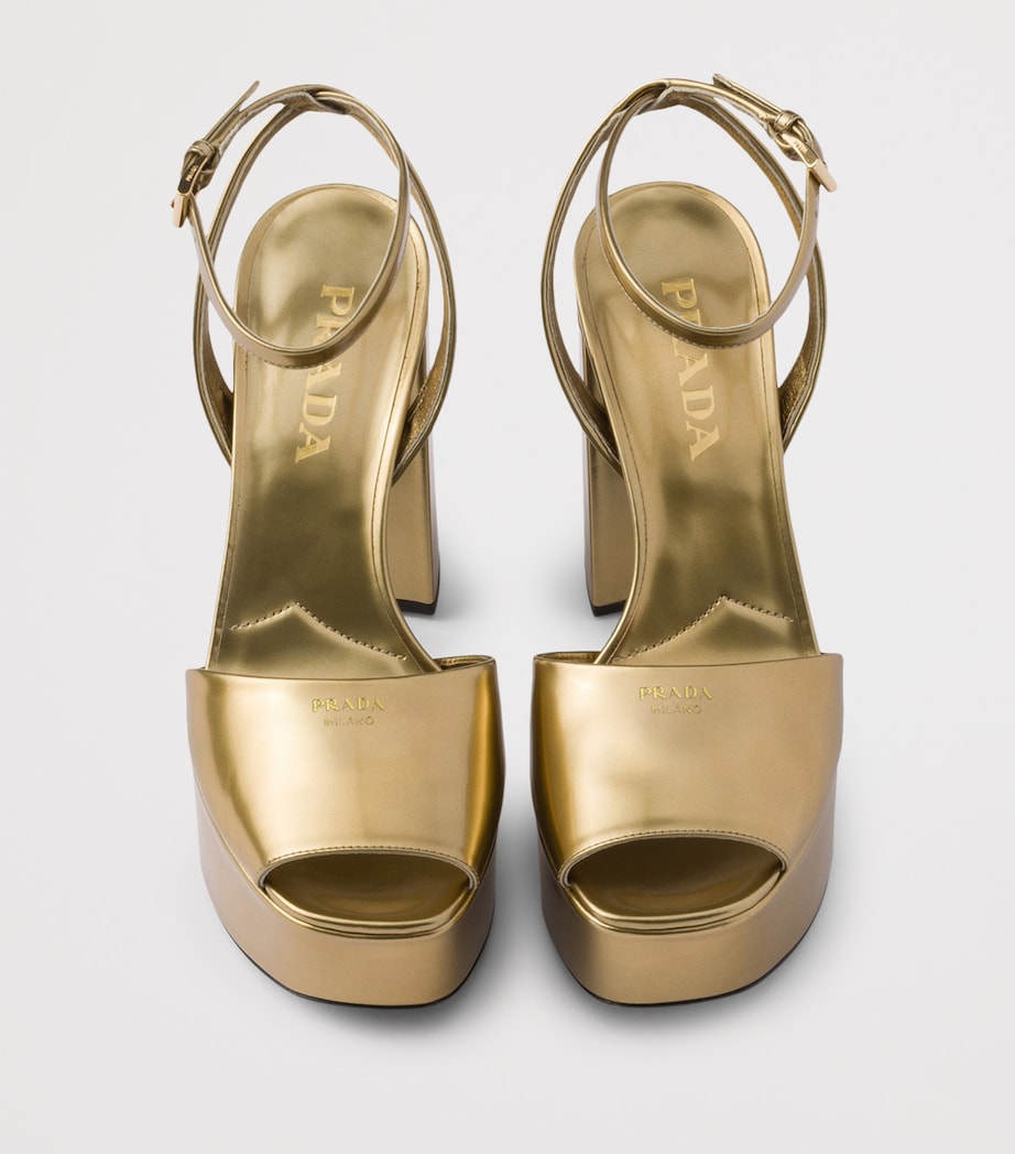 Prada Metallic Leather Platform Sandals Gold/silver Image 4