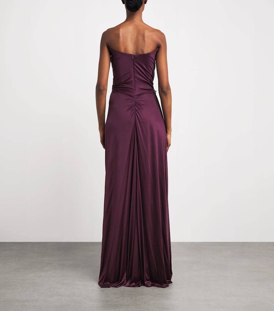Costarellos Womens Embellished Lorinne Gown Sangria Brnz Crystls Image 4