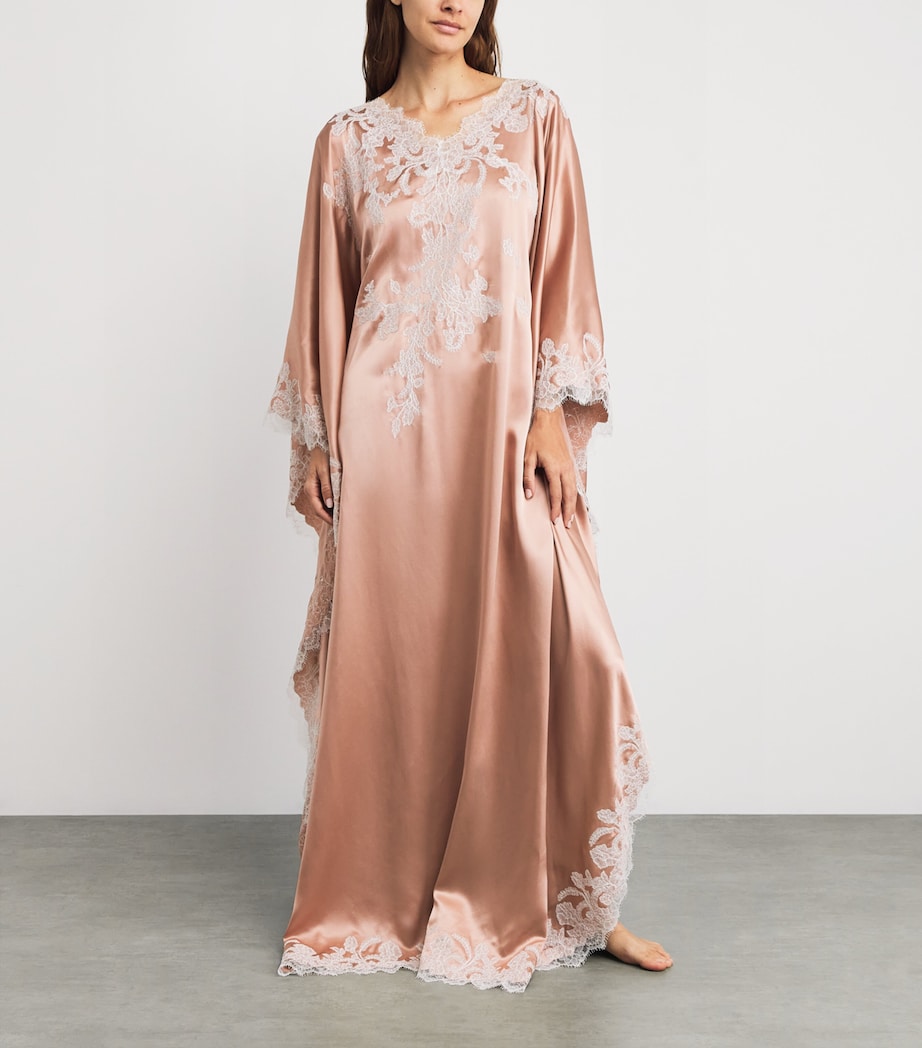 Silk Lace Tokoni Kaftan OLD ROSE/WHITE Image 2