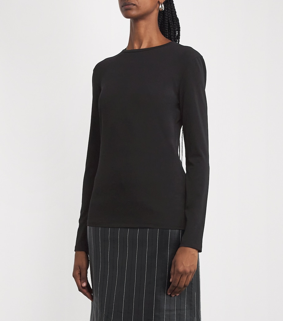 Knitted Crew-Neck Top BLACK Image 3