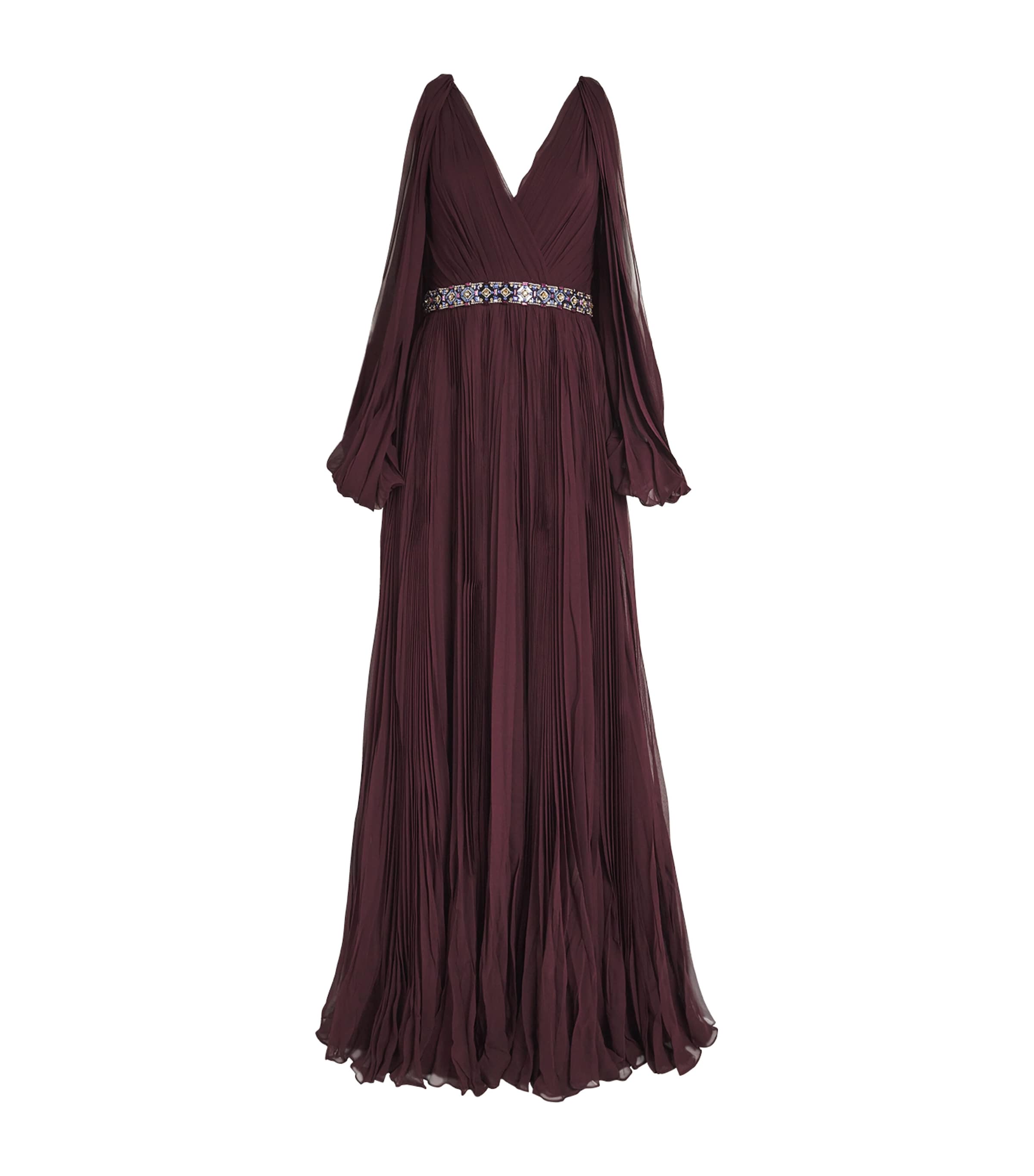 Shop Jenny Packham Silk Rapture Gown In Burgundy