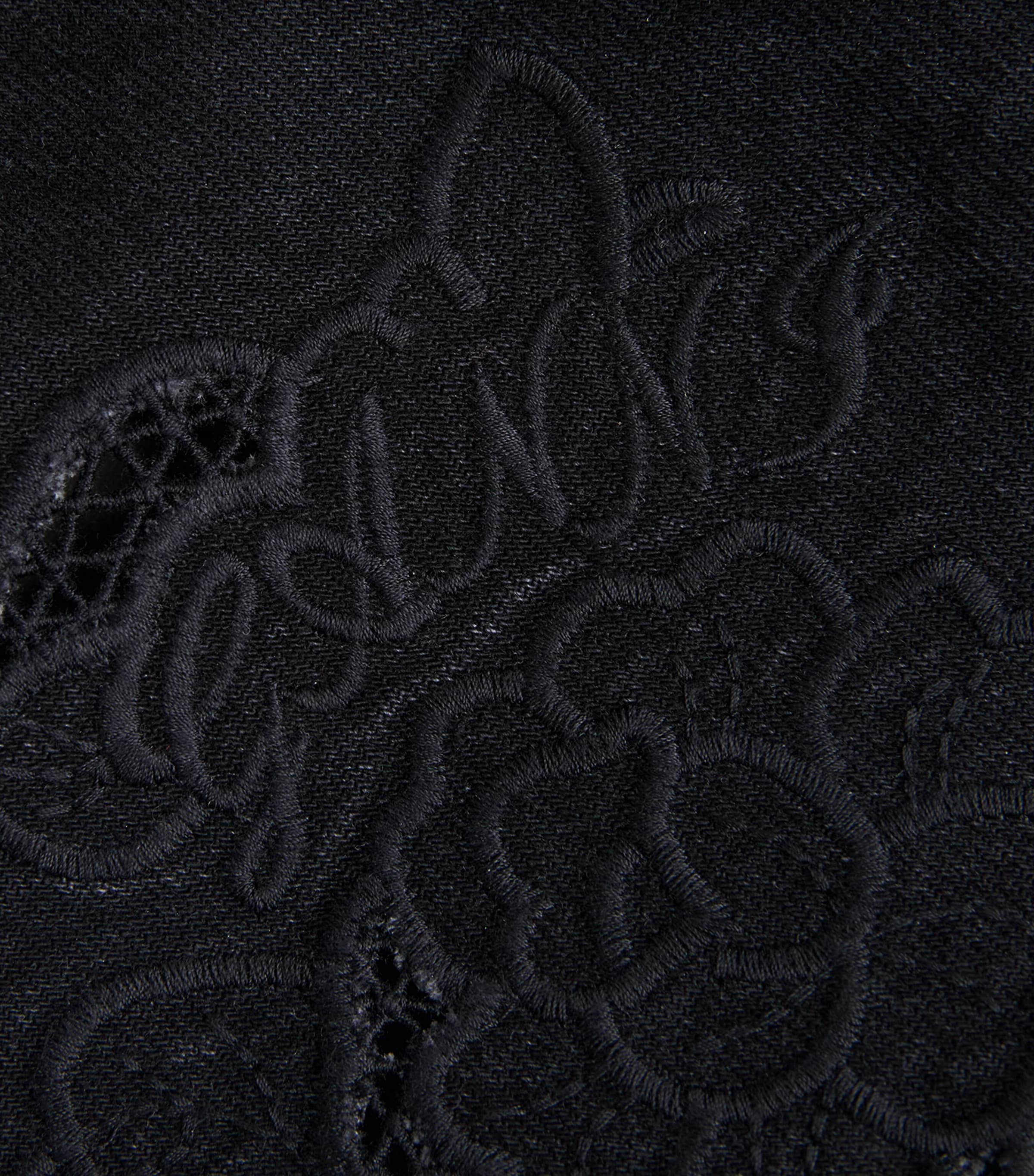 GANNI Womens Broderie Anglaise Denim Jacket Black Washed Image 6