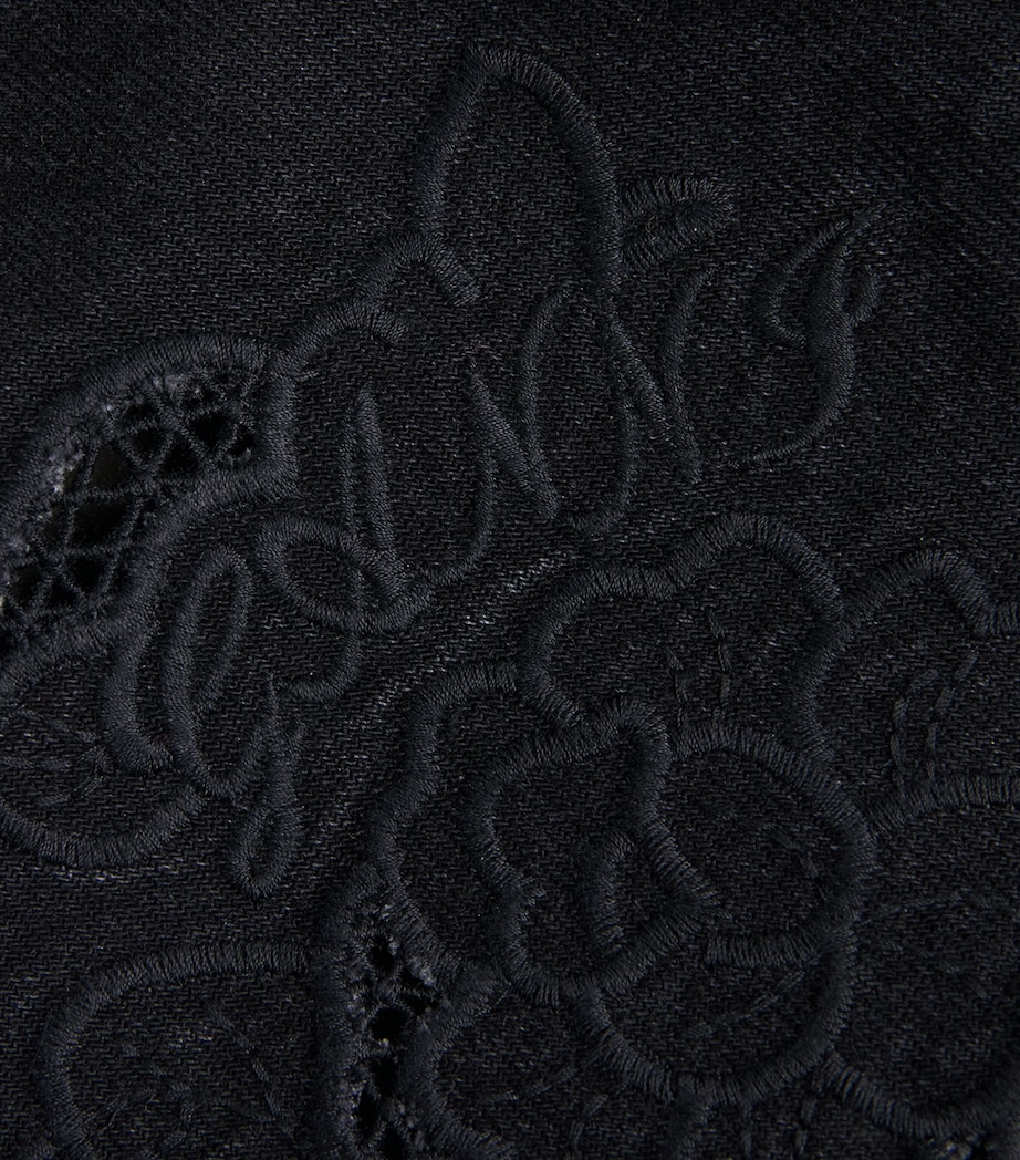 GANNI Womens Broderie Anglaise Denim Jacket Black Washed Image 6