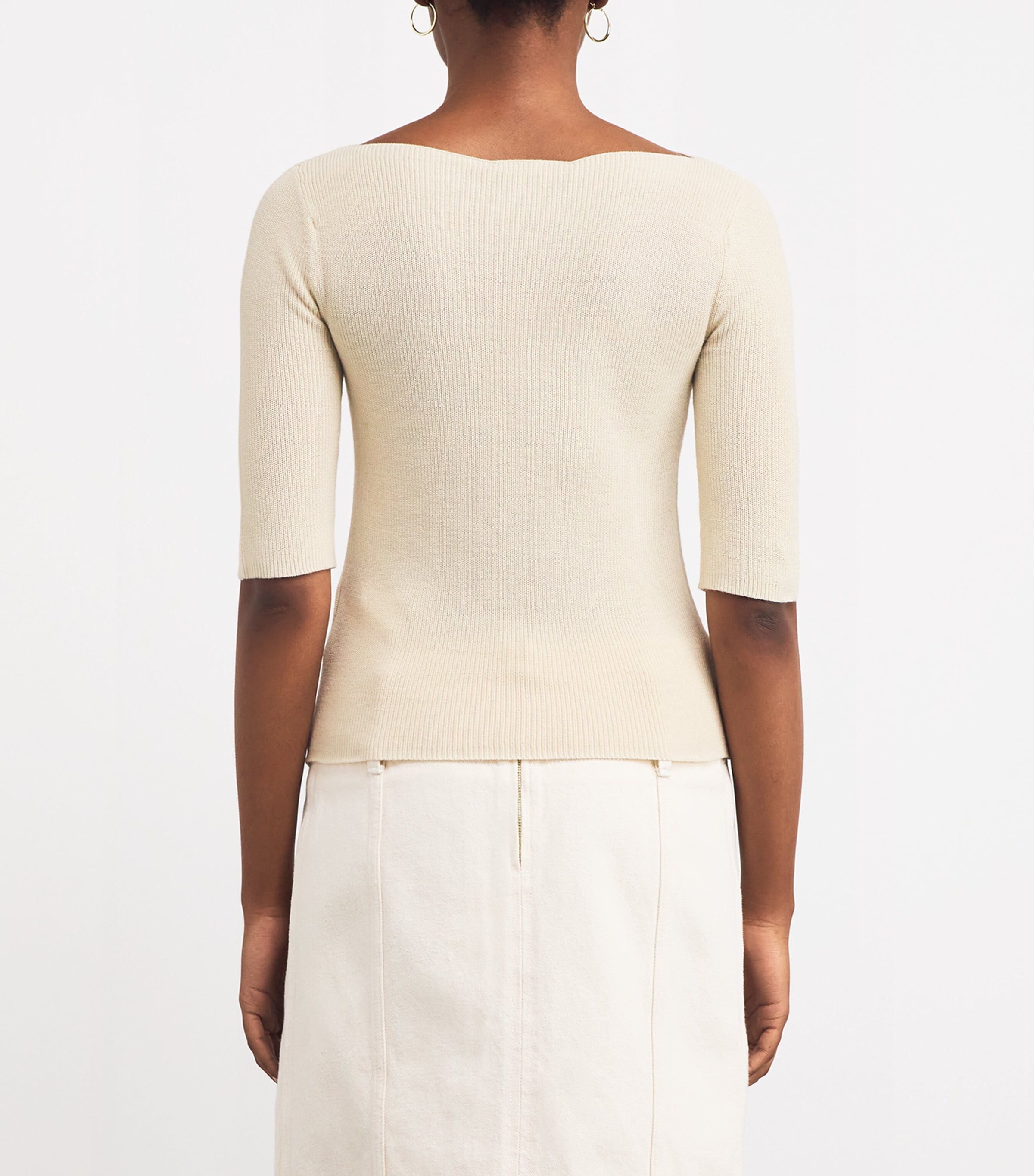 MAX&Co. Womens Cotton-Blend Boat-Neck Sweater Ice Image 4