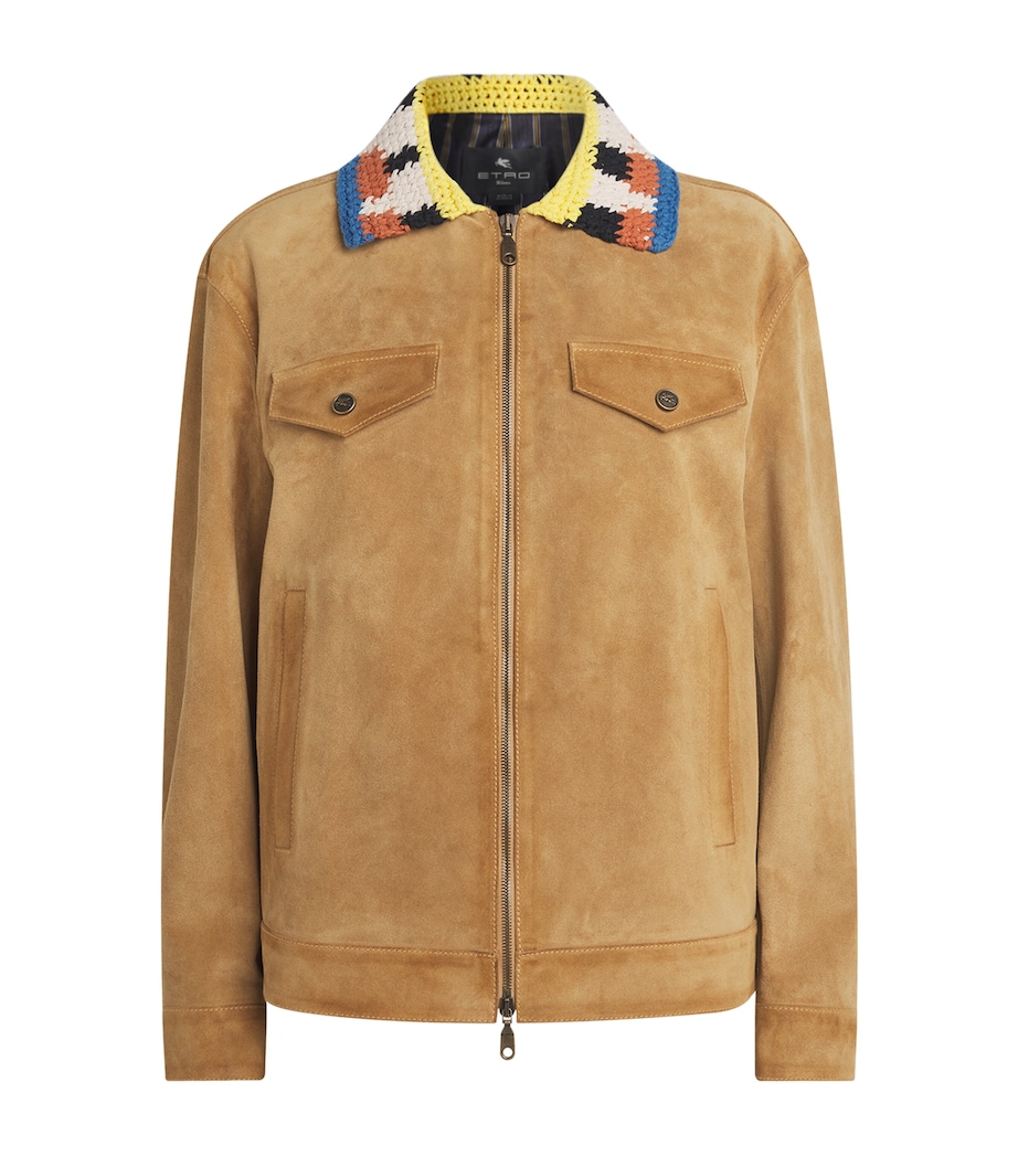 Suede Knitted-Collar Shacket M3830 Image 1