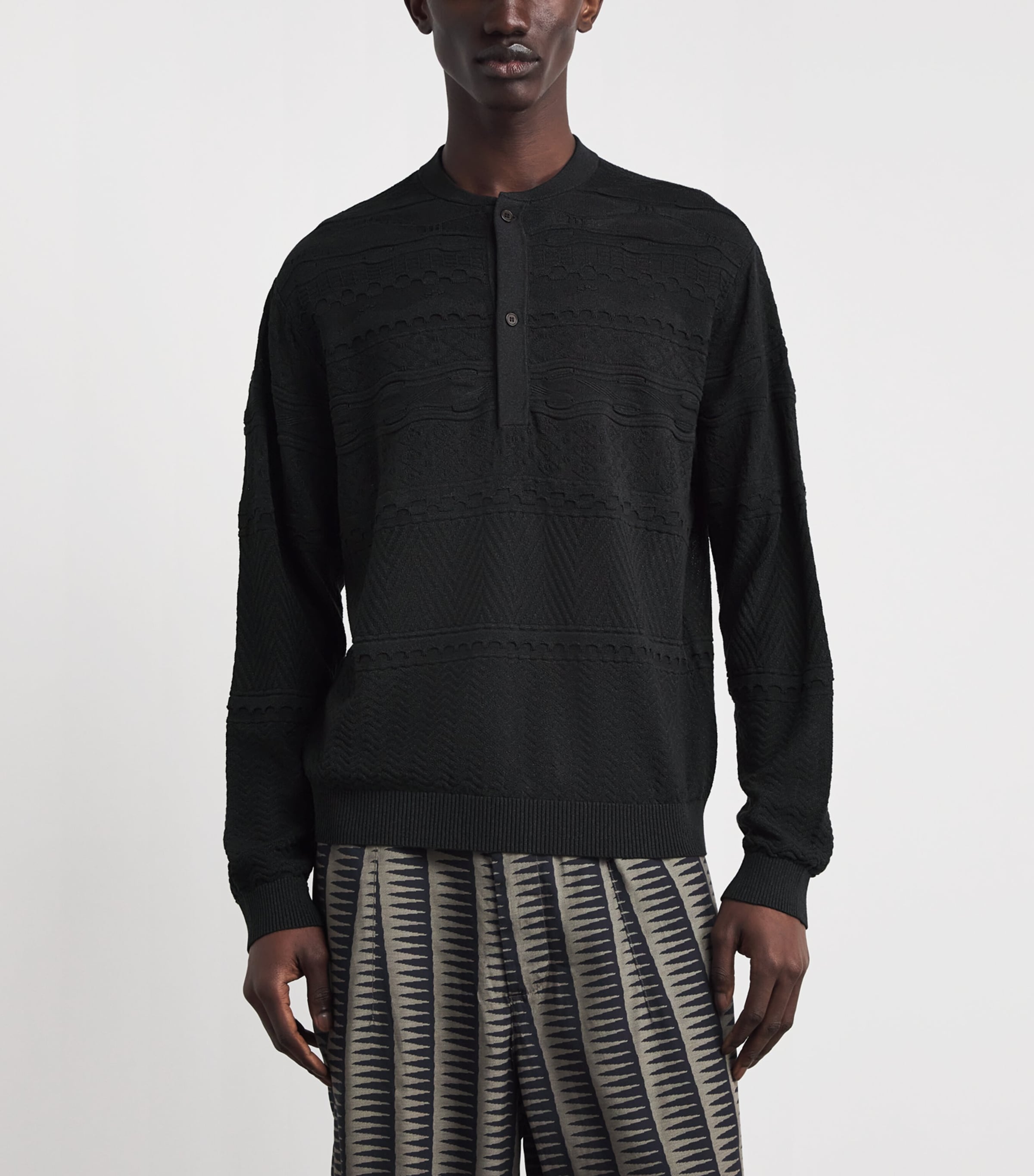 Knitted Long-Sleeve Henley Top UC001 Image 4