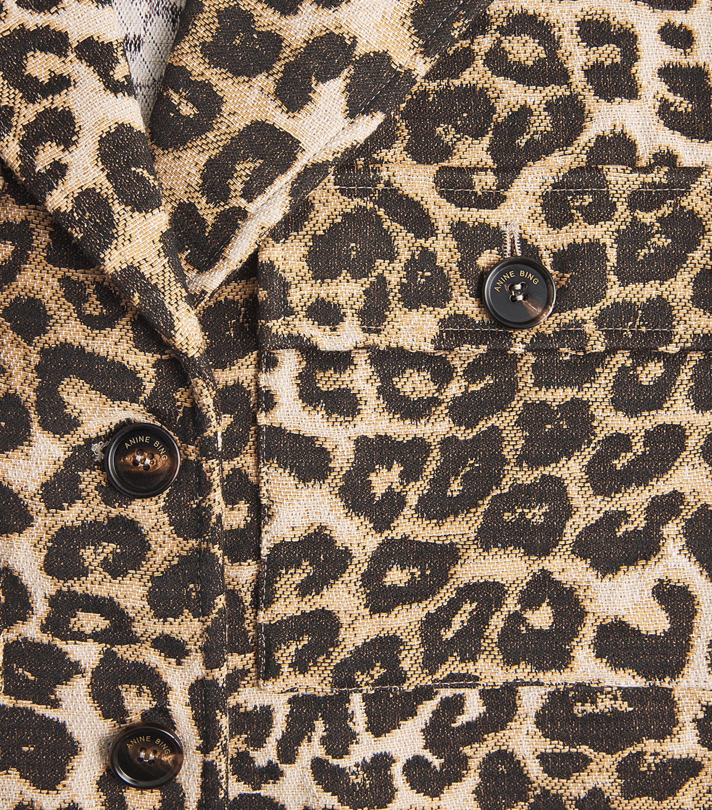 ANINE BING Womens Cotton-Blend Flynn Jacket Leopard Image 6