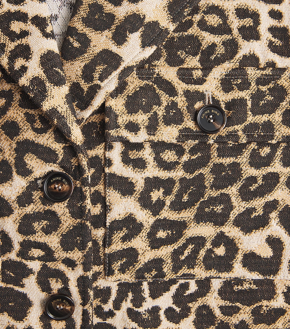 ANINE BING Womens Cotton-Blend Flynn Jacket Leopard Image 6