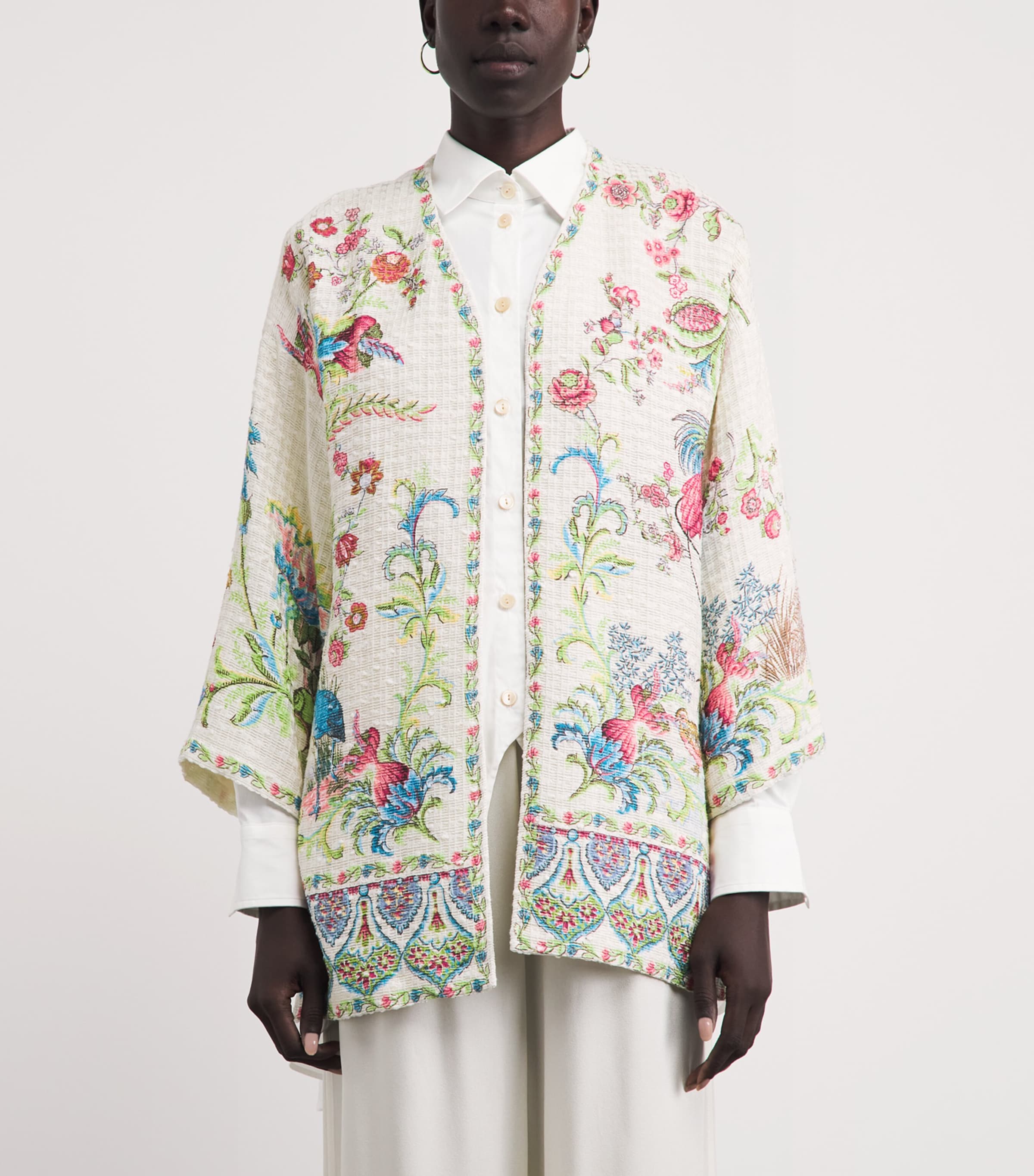Etro Womens Cotton-Blend Floral Robe Image 4