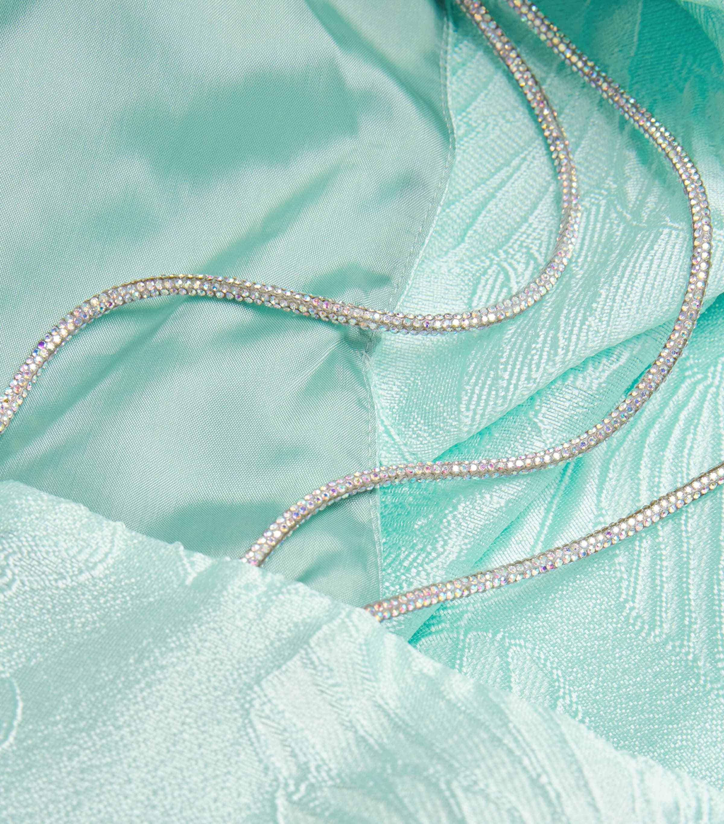 Talbot Runhof Womens Jacquard One-Shoulder Anemone Gown Seafoam Image 6