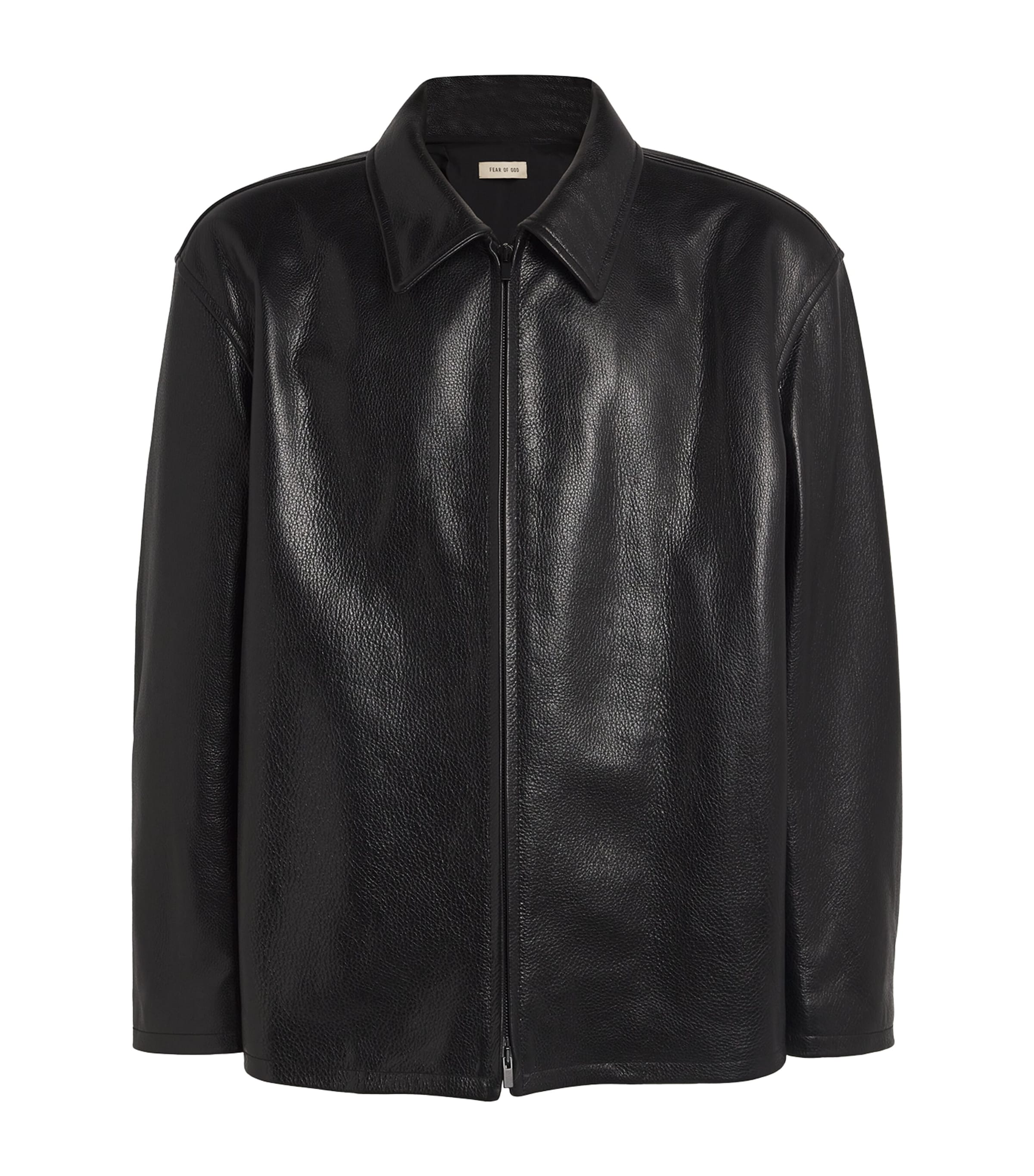 Fear Of God Rider Leather Jacket In Black