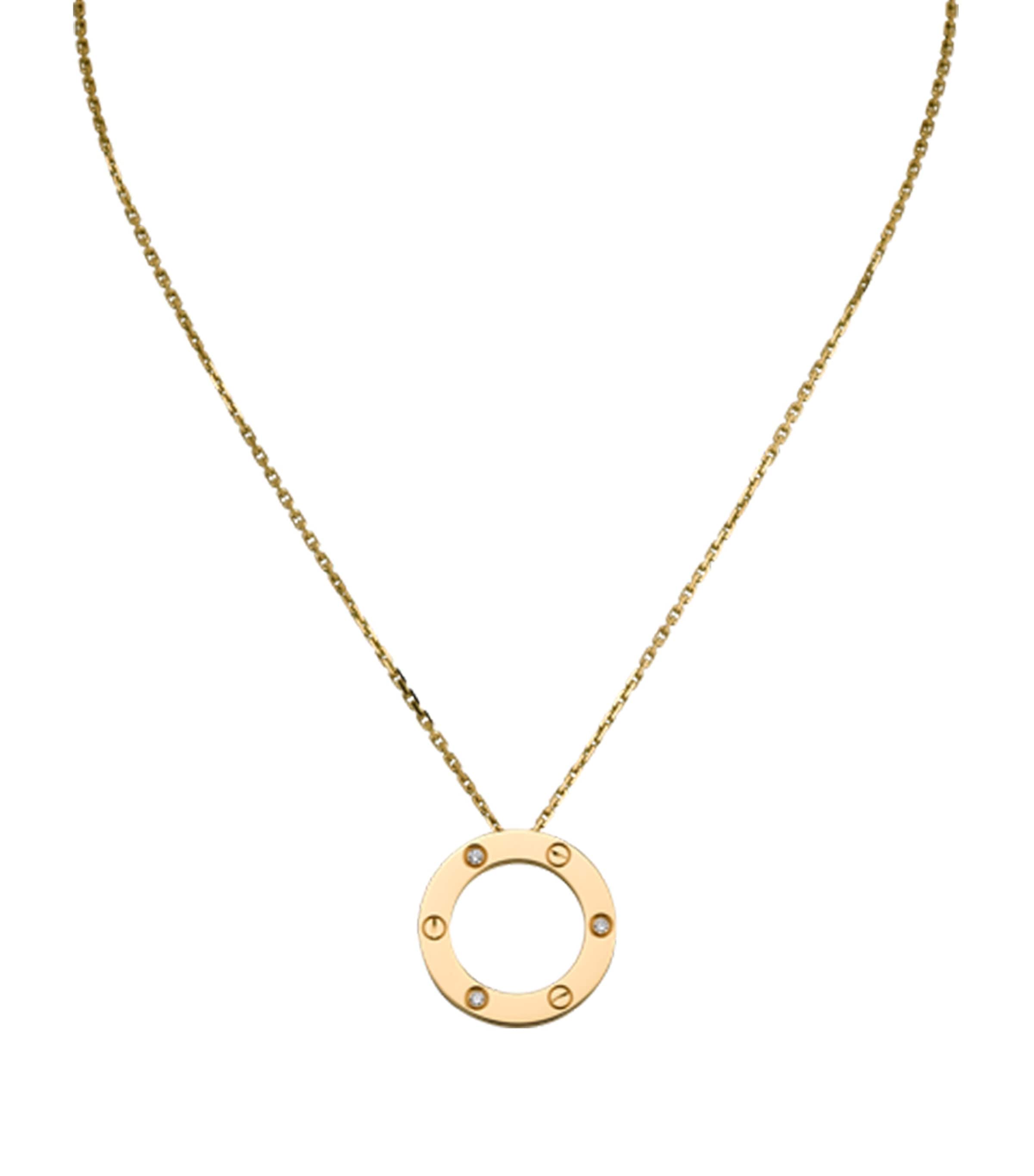 Yellow Gold and Diamond LOVE Necklace YELLOW GOLD Image 2
