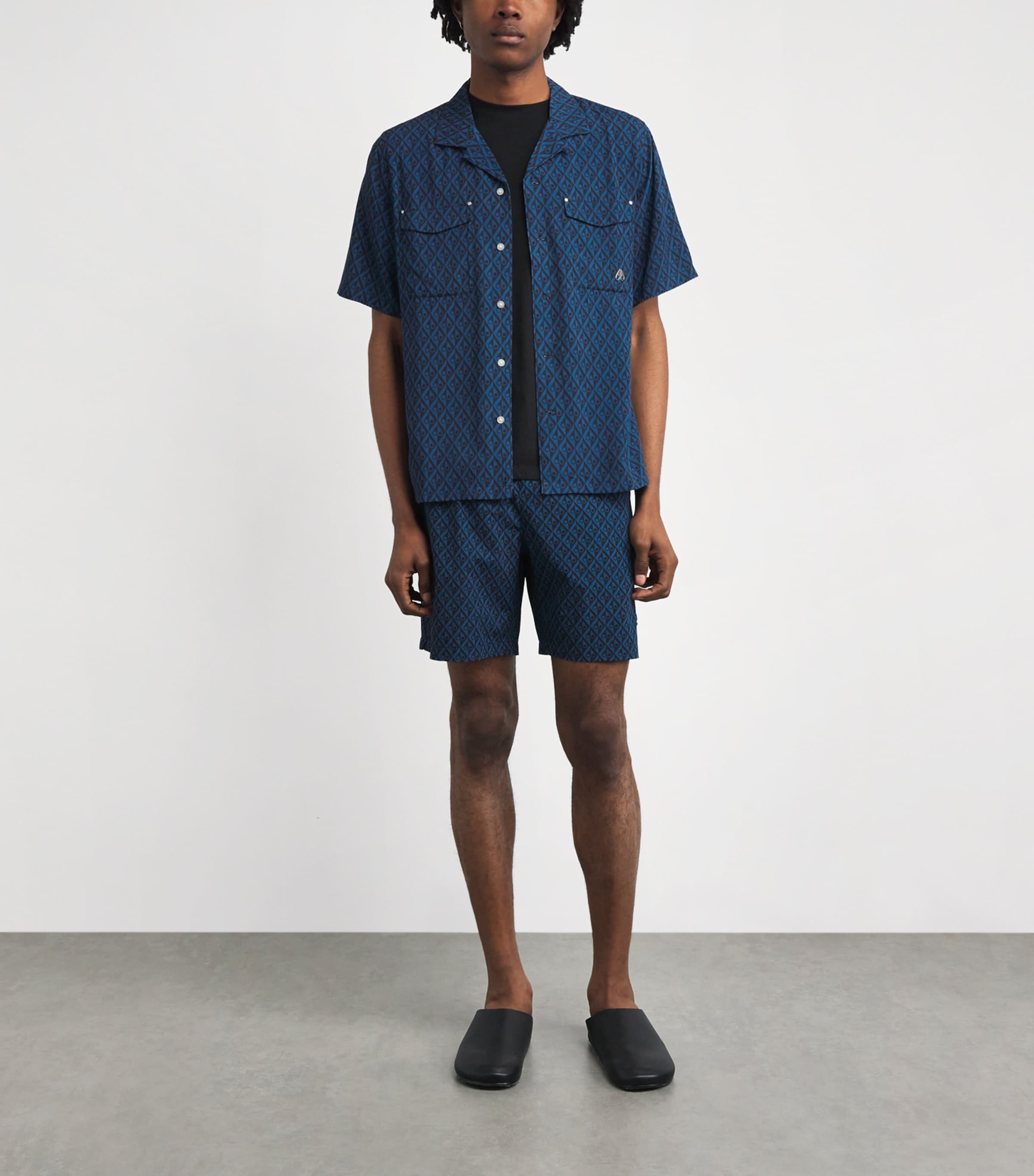 Moose Knuckles Mens Monogram Button-Up Shirt Navy/marina Image 2