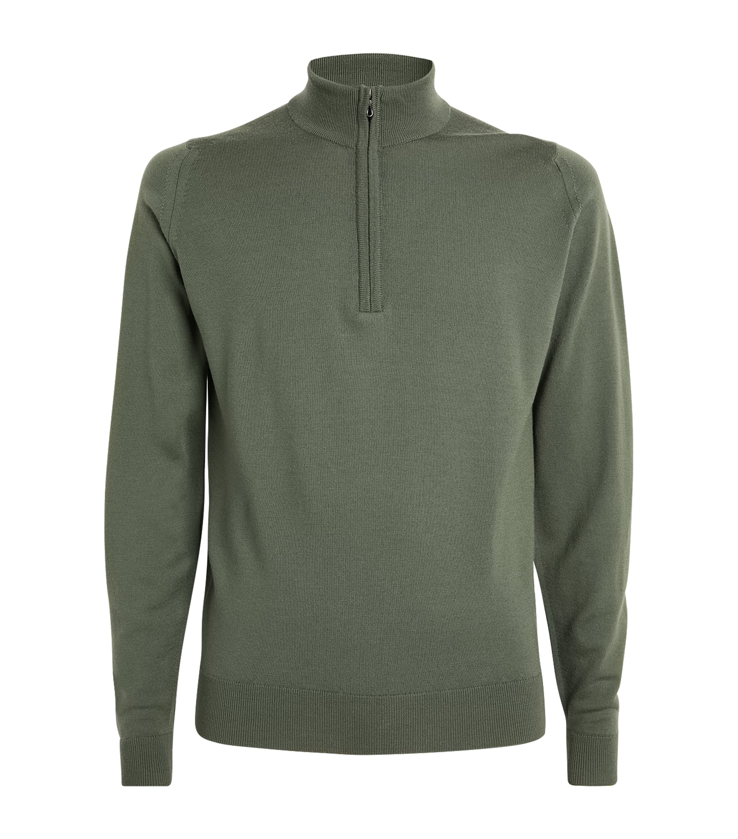 Shop John Smedley Merino Wool Quarter-zip Sweater In Green