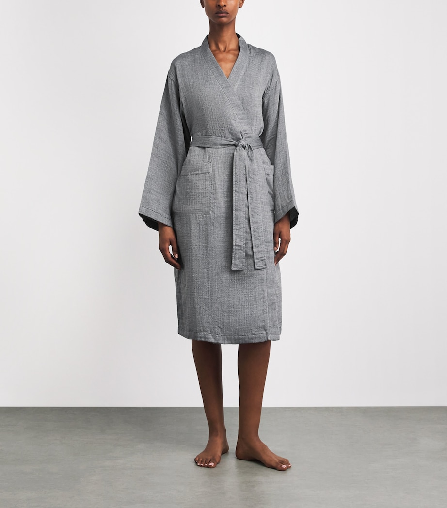 Uchino Cotton Marshmallow Gauze Robe (Extra Large) Dark Grey Image 2