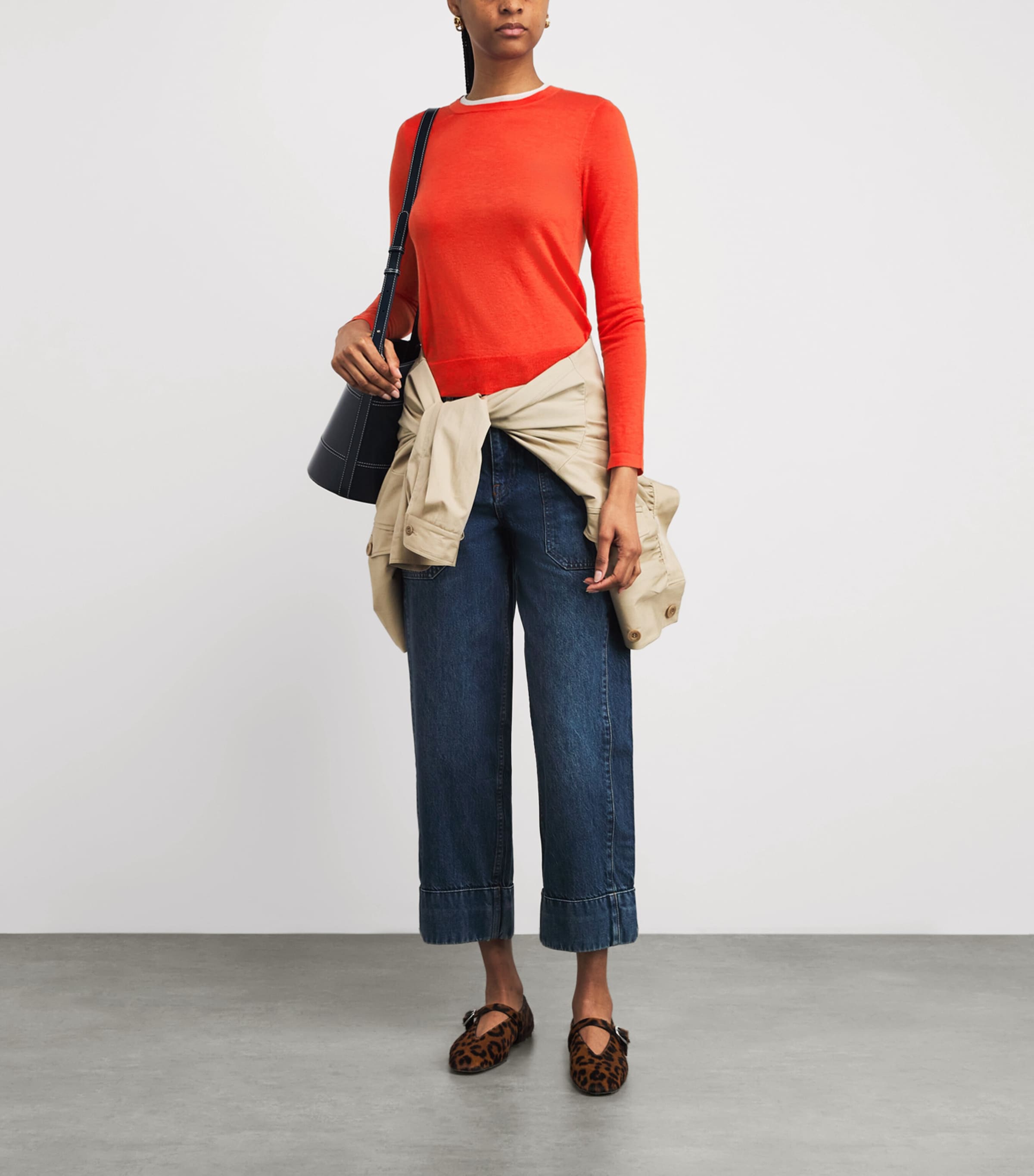 Wool-Cashmere Layered Sweater ORANGE/WHITE Image 2