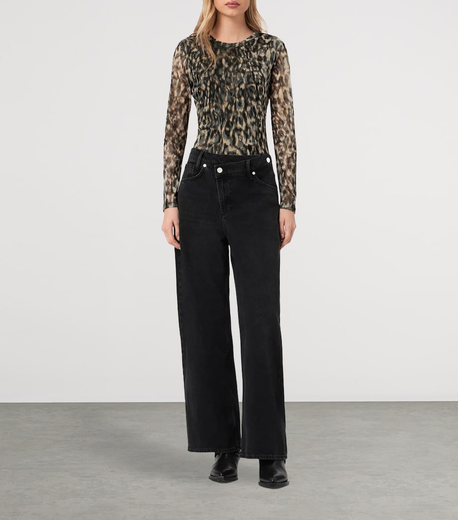 AllSaints Womens Mesh Ellie T-Shirt Leppo Brown Image 2