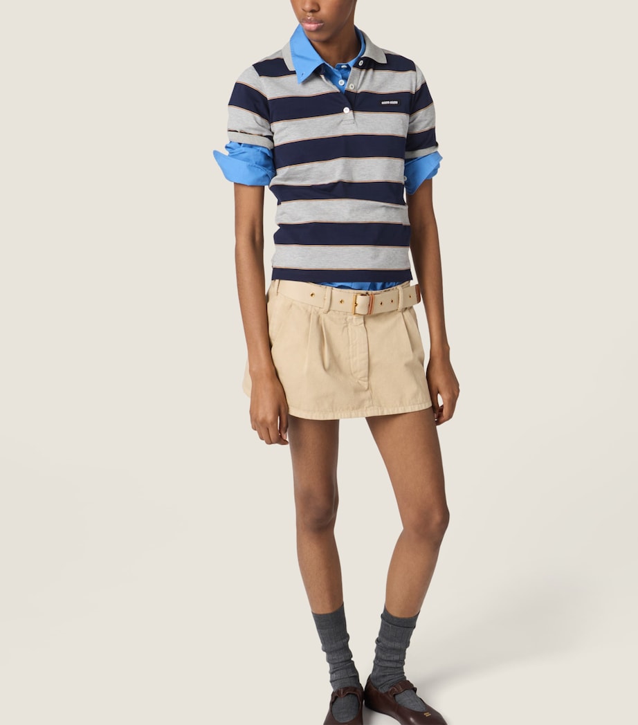 Miu Miu Womens Cotton Belted Mini Skirt Image 6