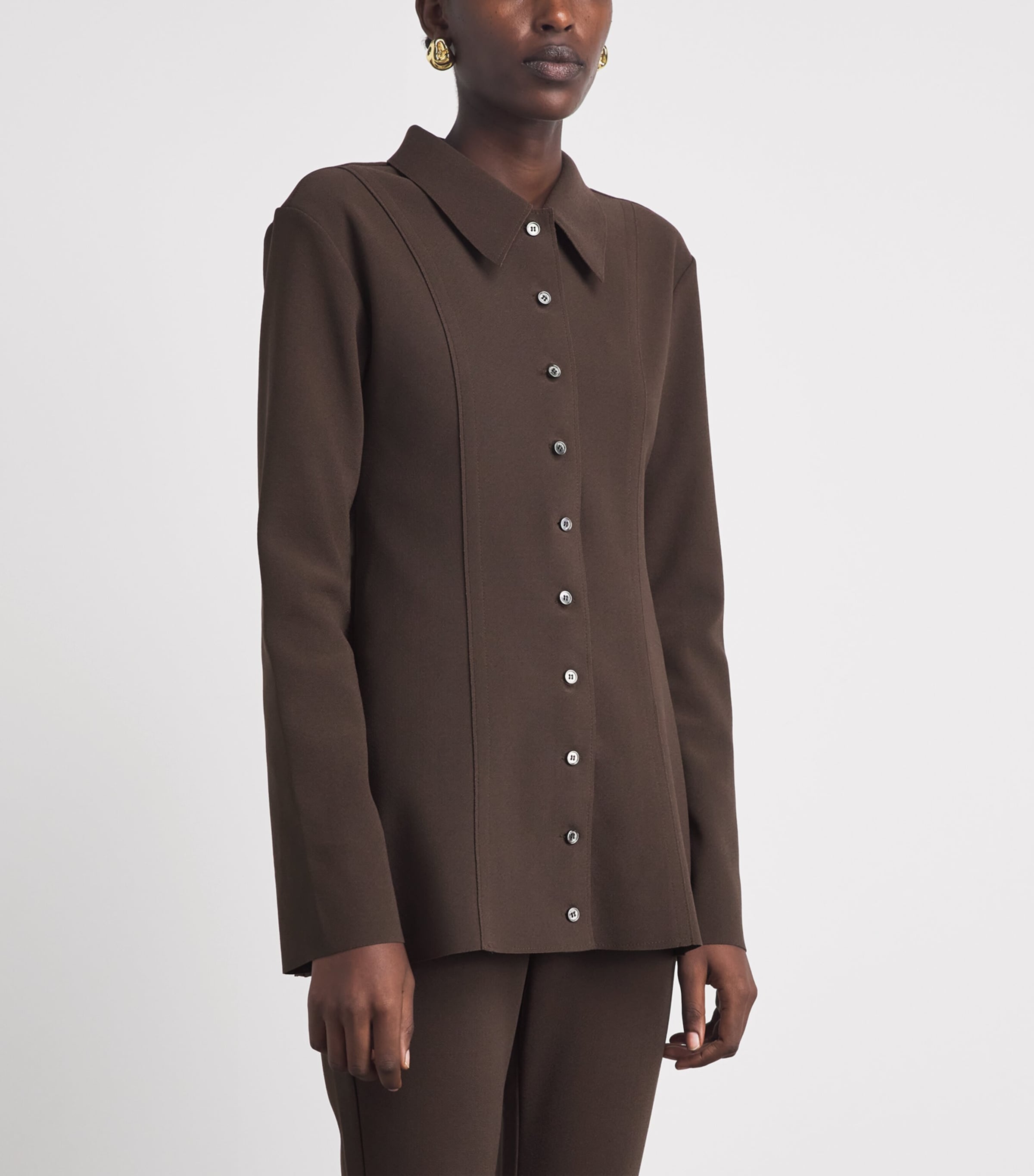 Birrot Womens Lay 2 Fitted Shirt Cocoa Brown Image 4