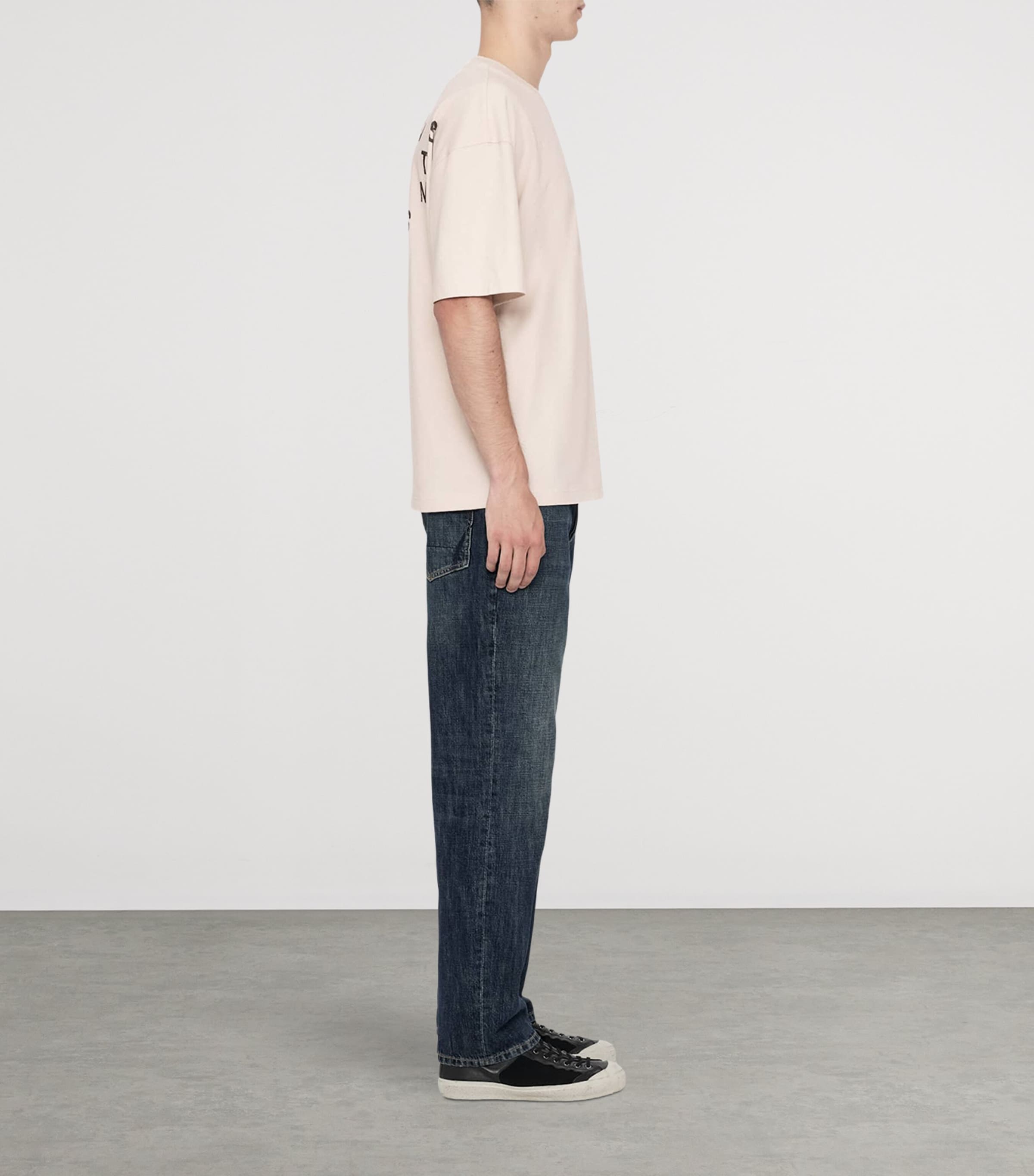 AllSaints Mens Organic Cotton Shadow T-Shirt Taupe White Image 6