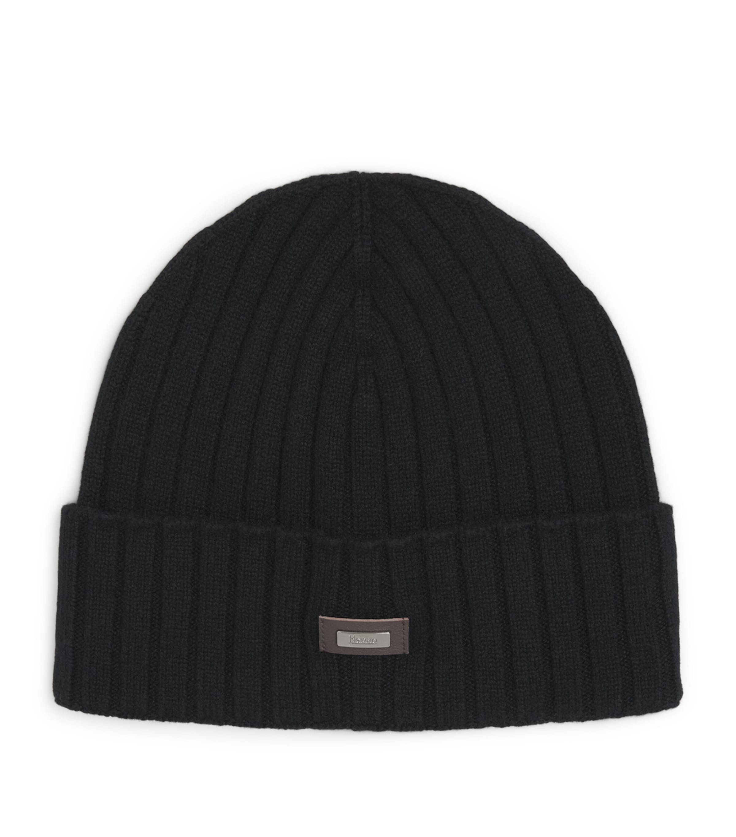 Herno Cashmere Logo Patch Beanie Nero Image 1